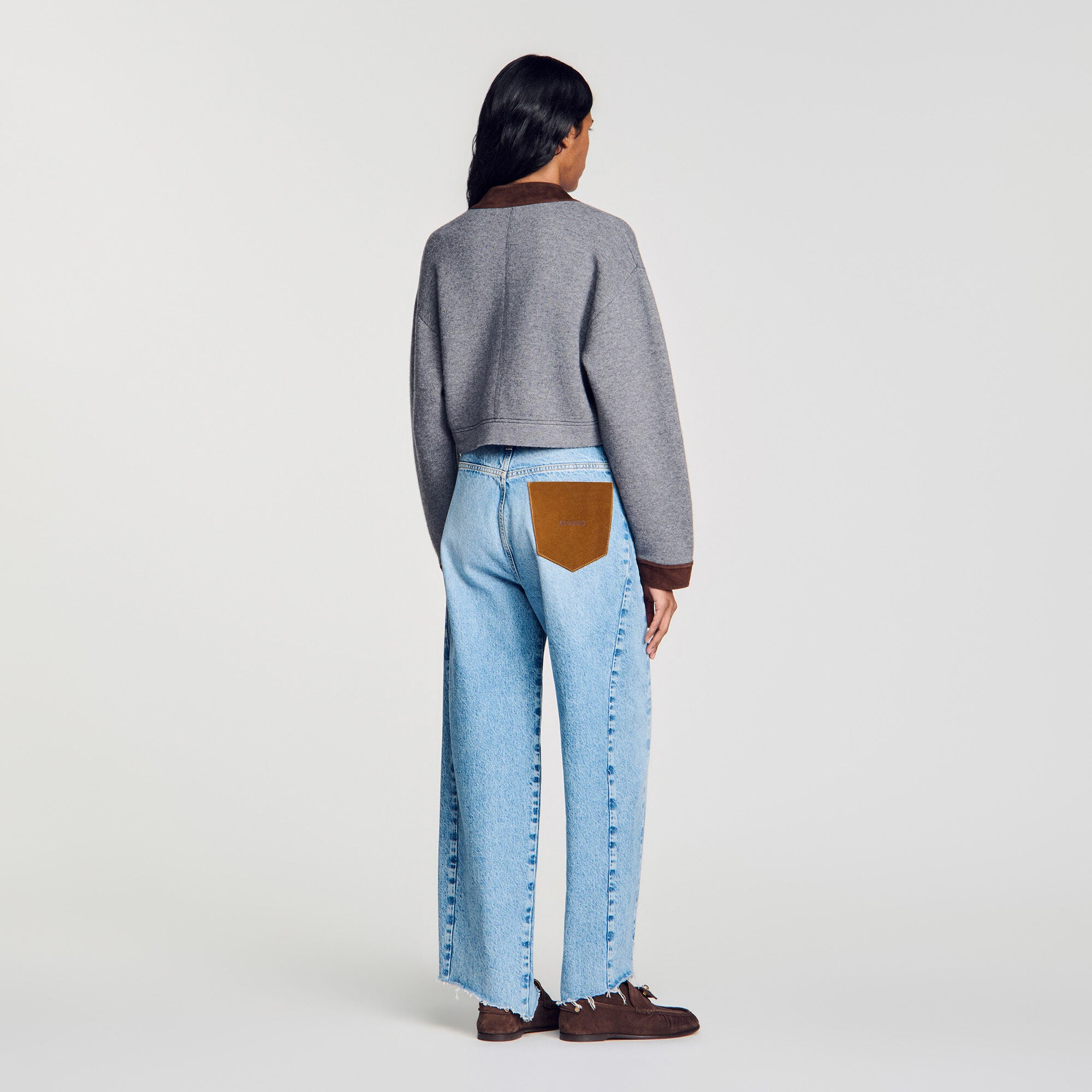 Cardigan met su&egrave;de inzetstukken - Vrouw | Sandro