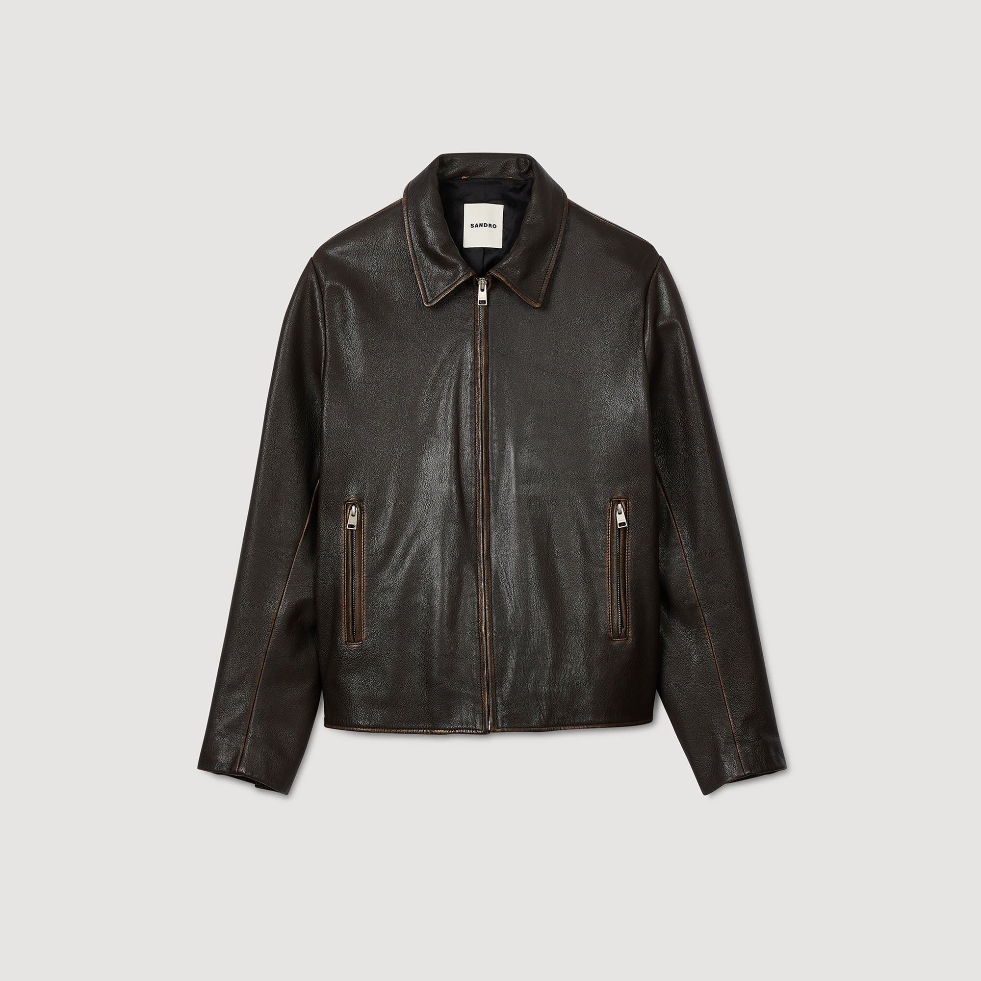 Leren jack verweerde look