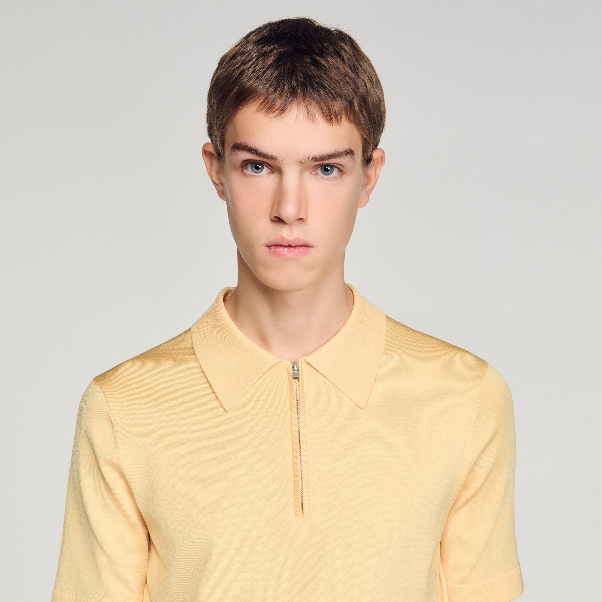 Gebreide polo met ritskraag