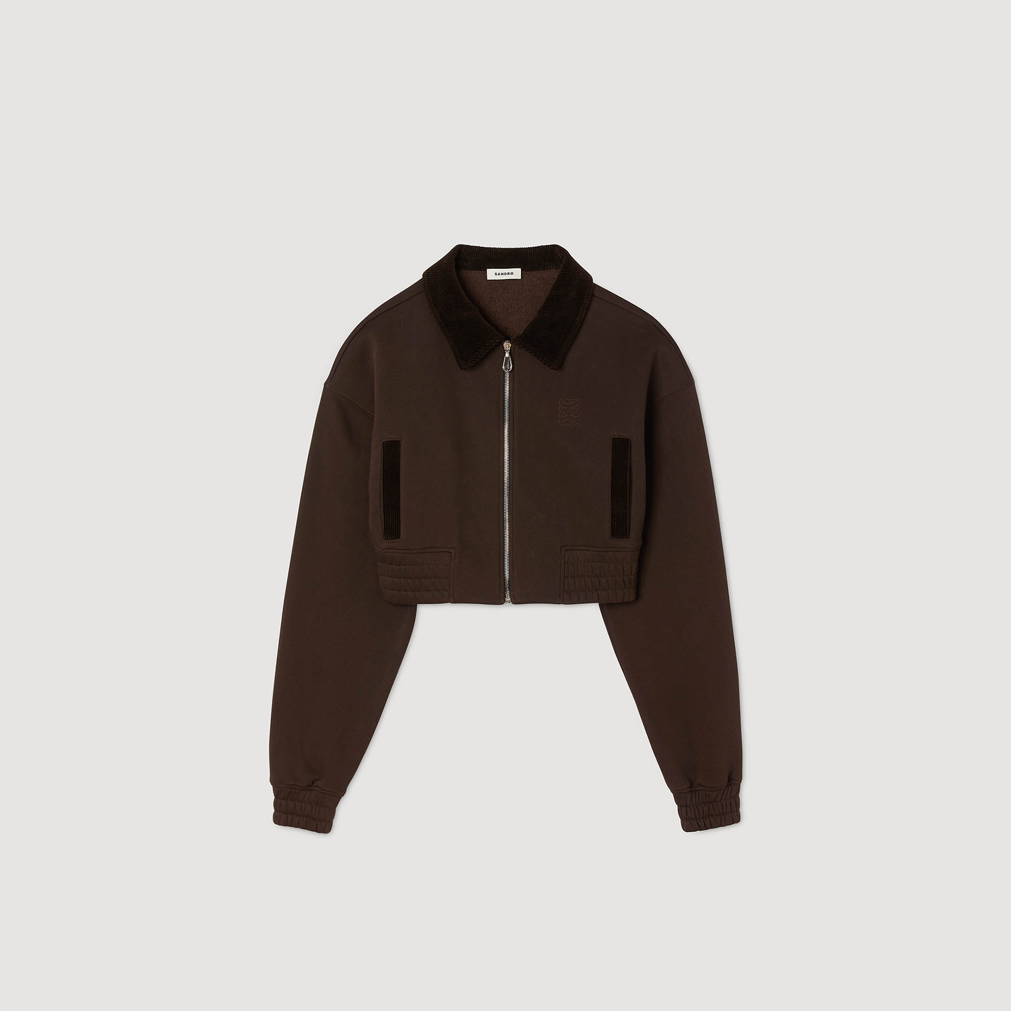 Kort sweatshirt bi-materiaal