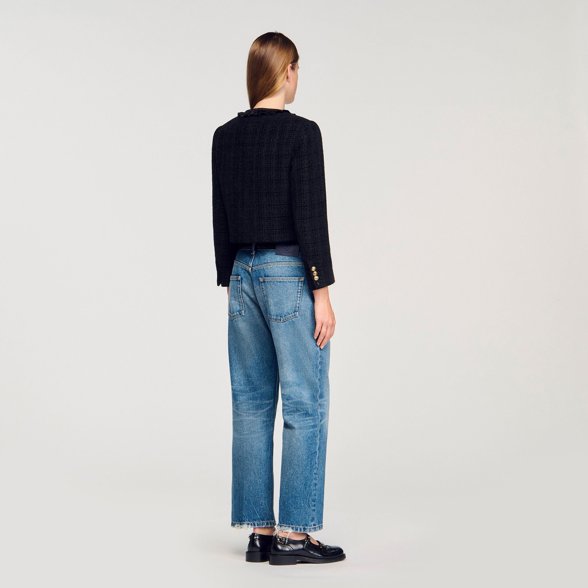 Tweed jasje met ruches