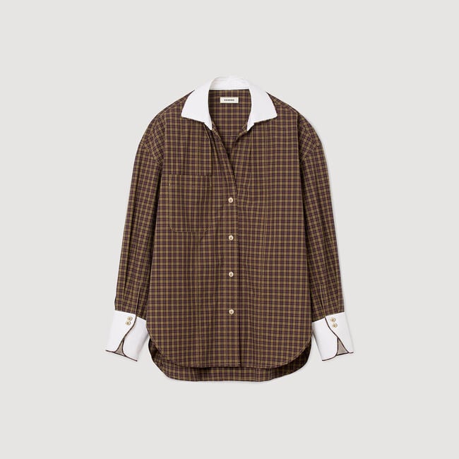Overhemdblouse tweekleurig ruit