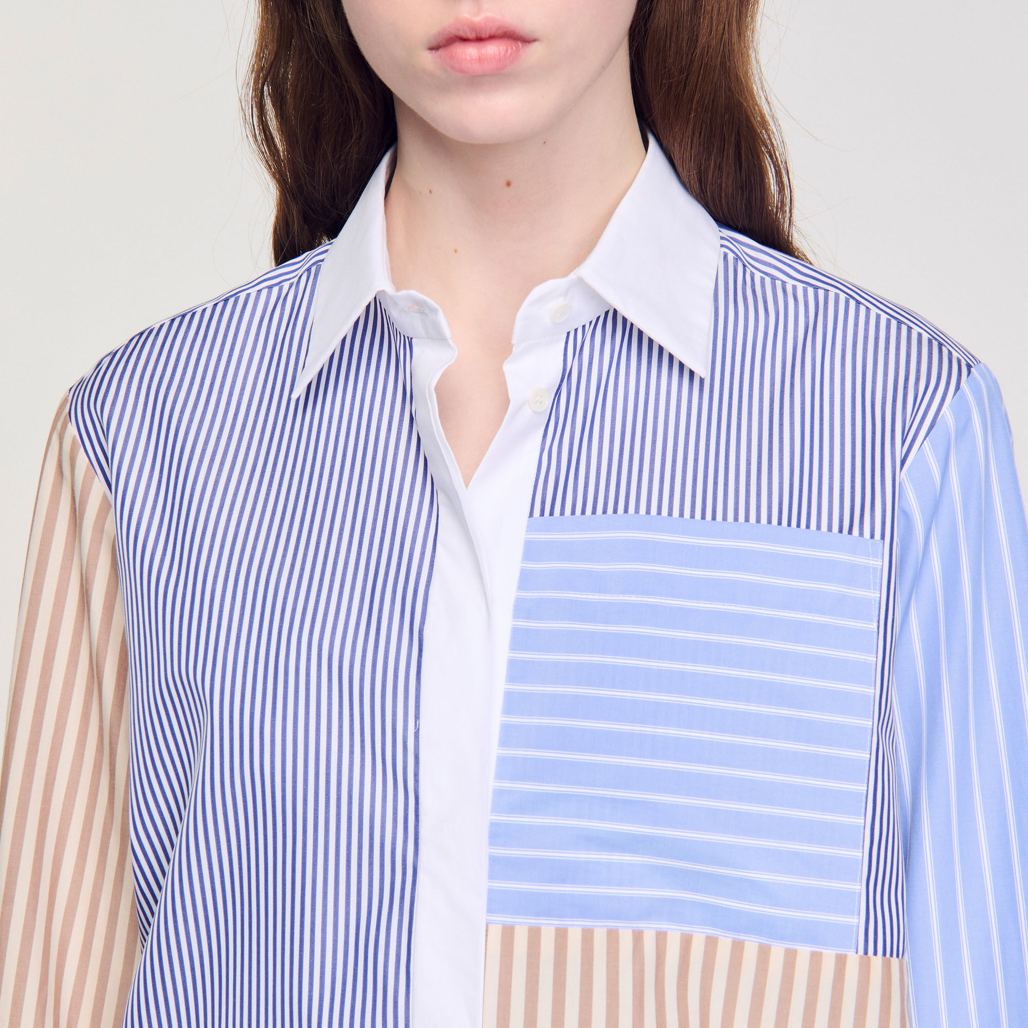 Overhemdblouse mix strepen