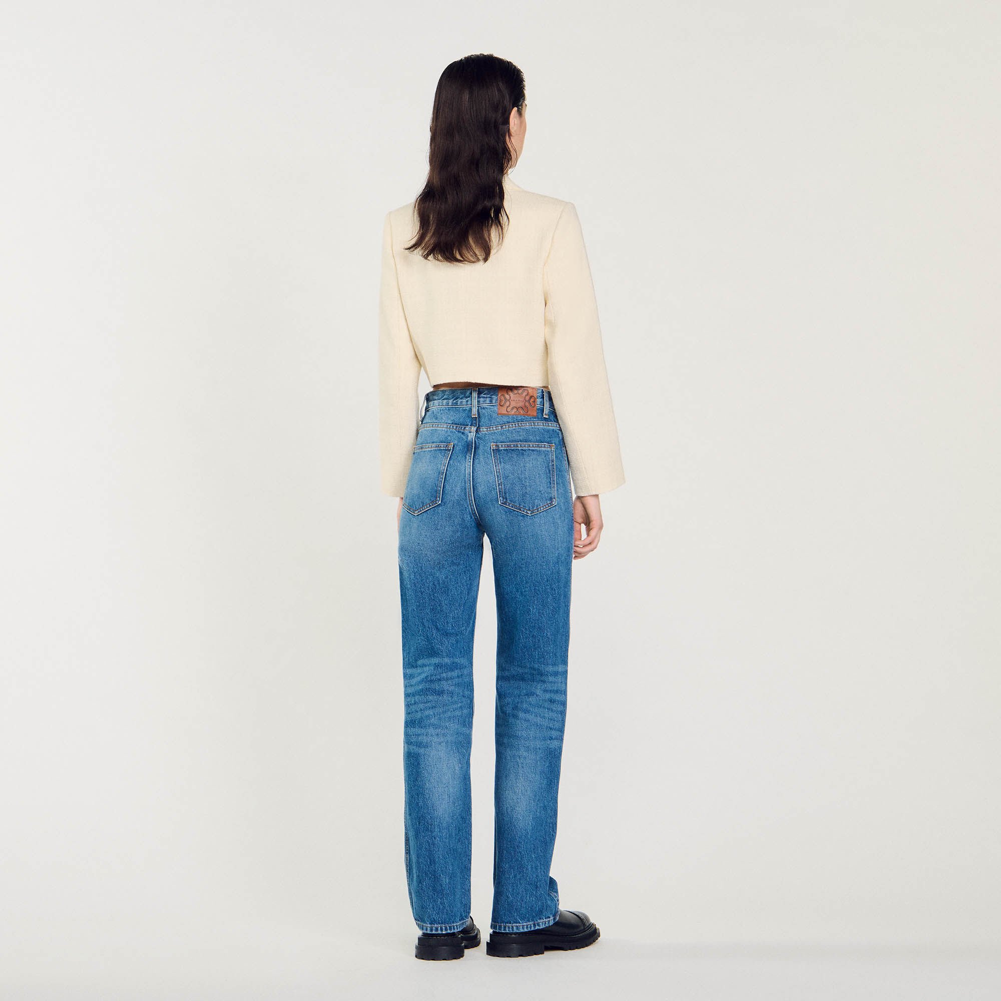 Verbleekte wijd uitlopende jeans