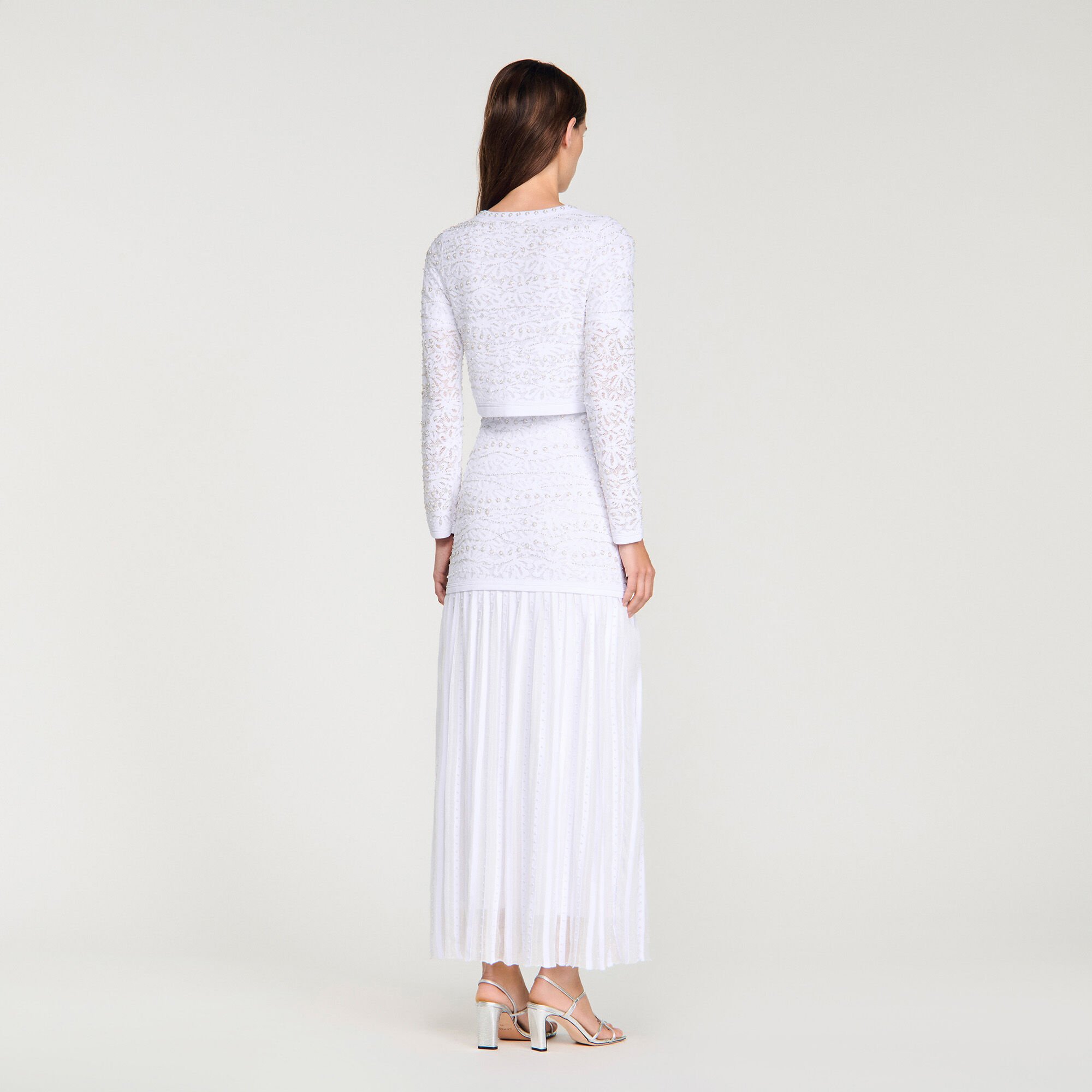 Cardigan vest kort met parels