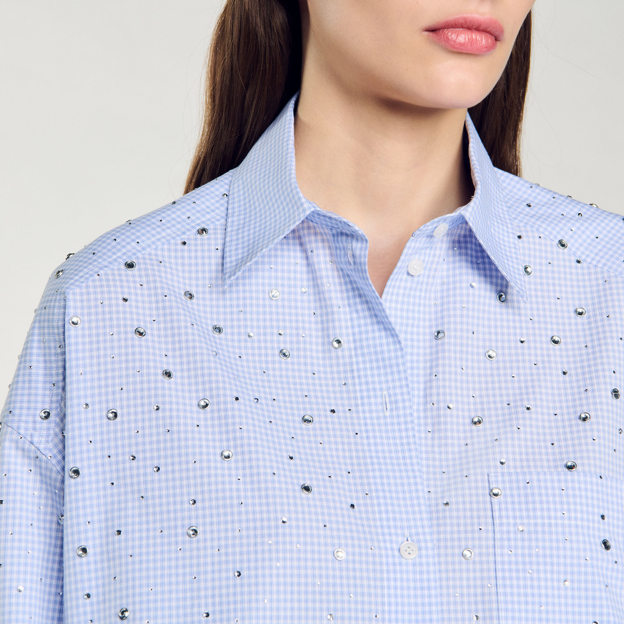 Overhemdblouse ruit met studs