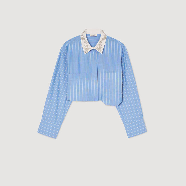 Overhemdblouse kort gestreept