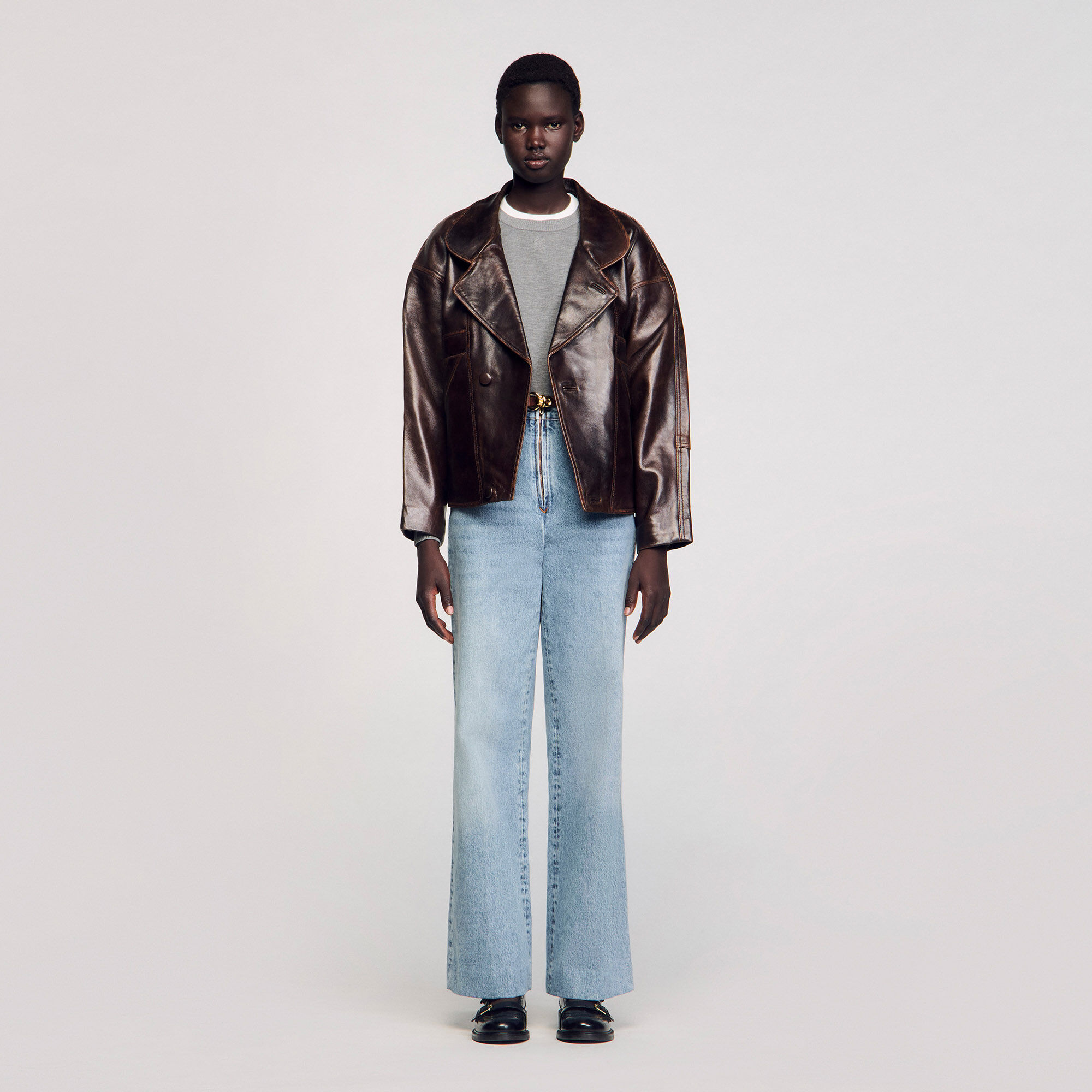 Leren jack oversized