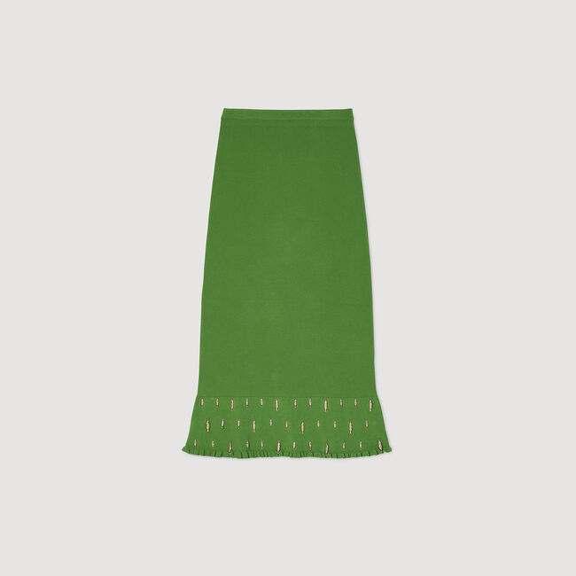 Lange rok tricot met kwastjes