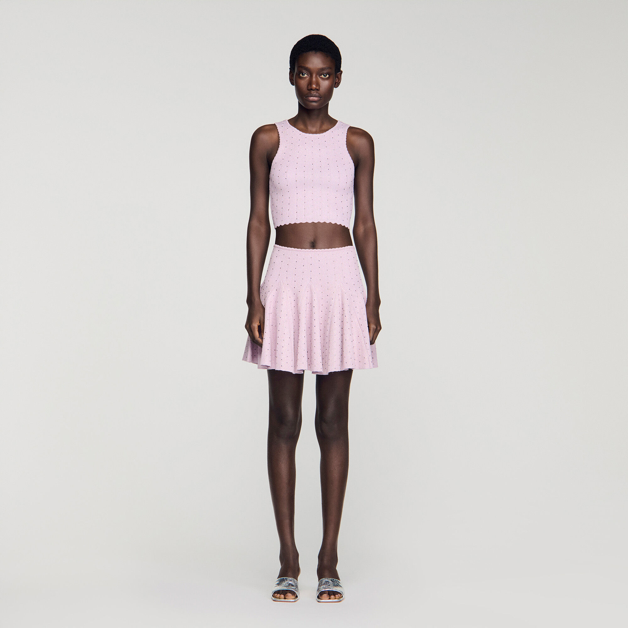 Korte gebreide rok met stras