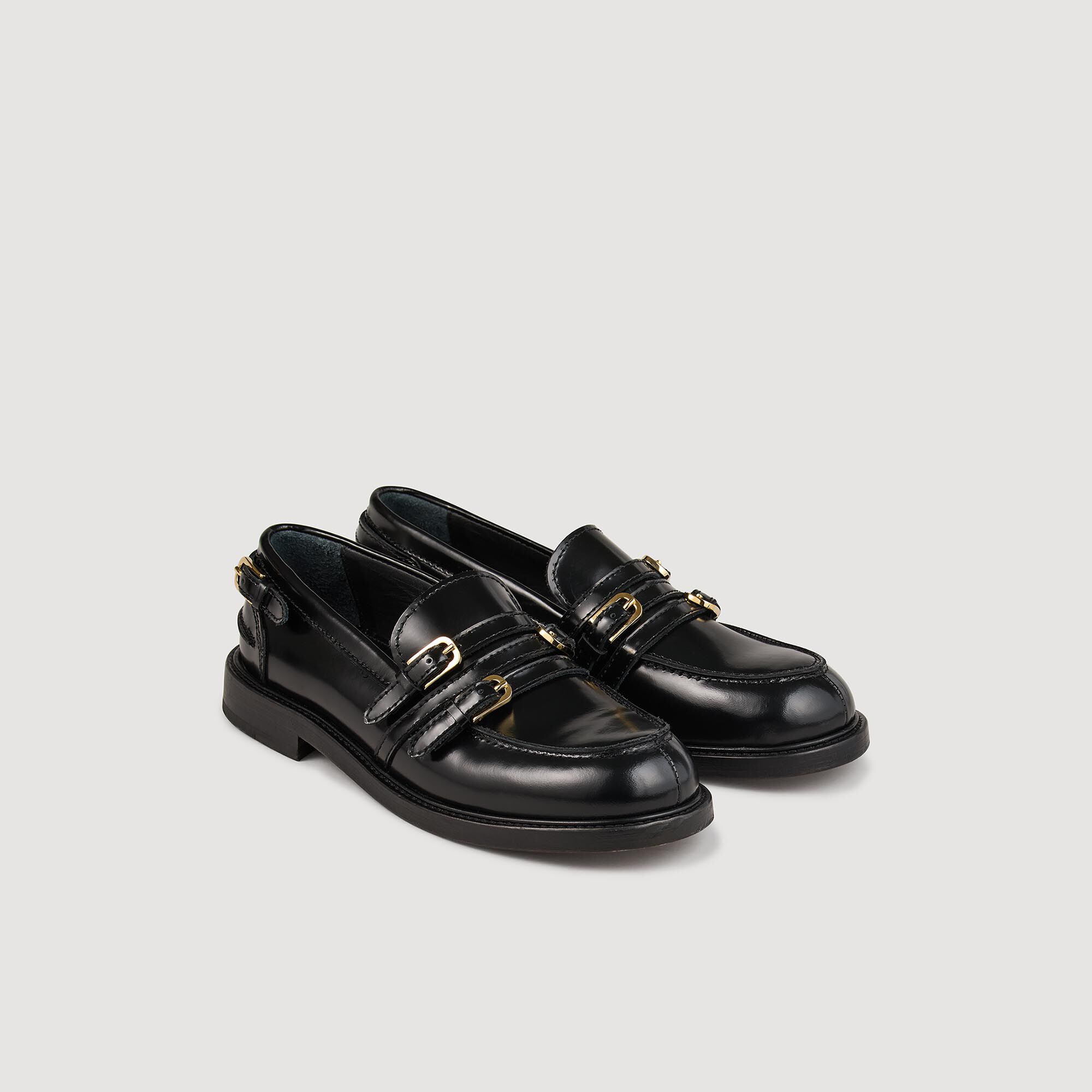 Loafers leer met gespen