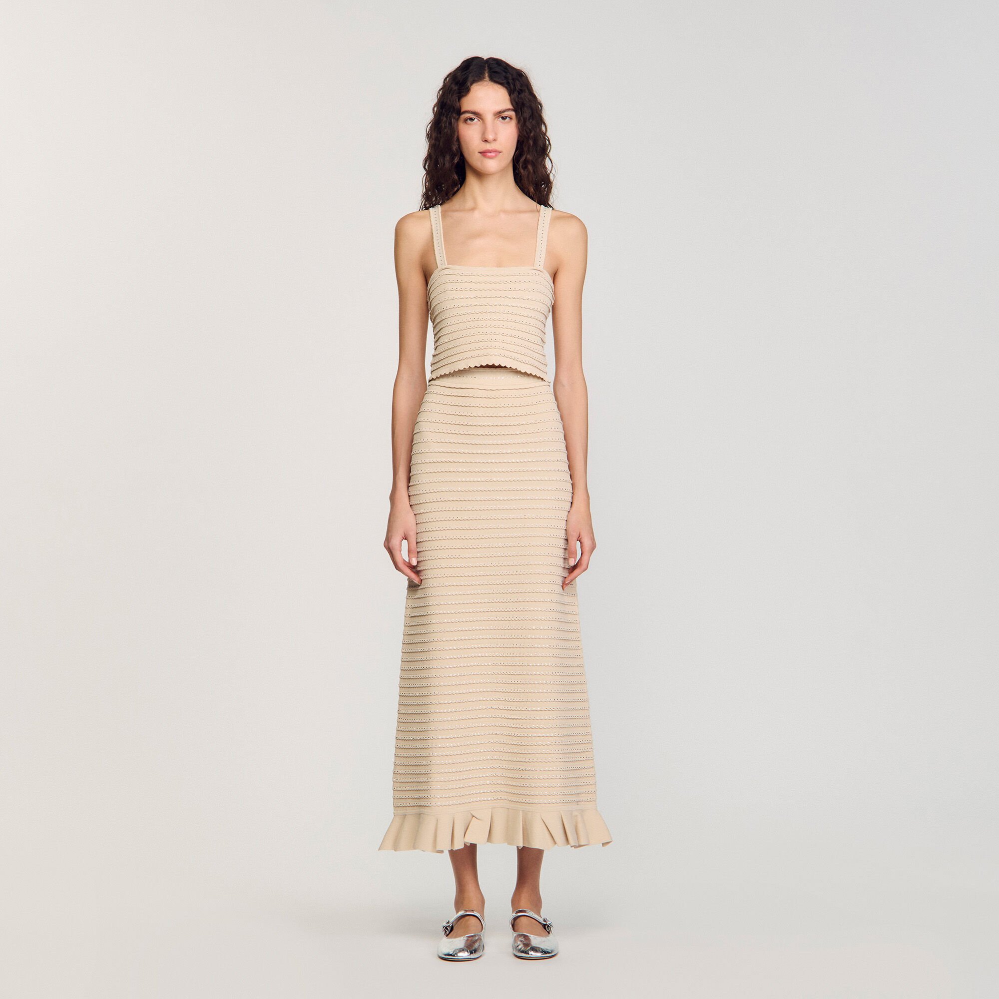 Korte top tricot stras