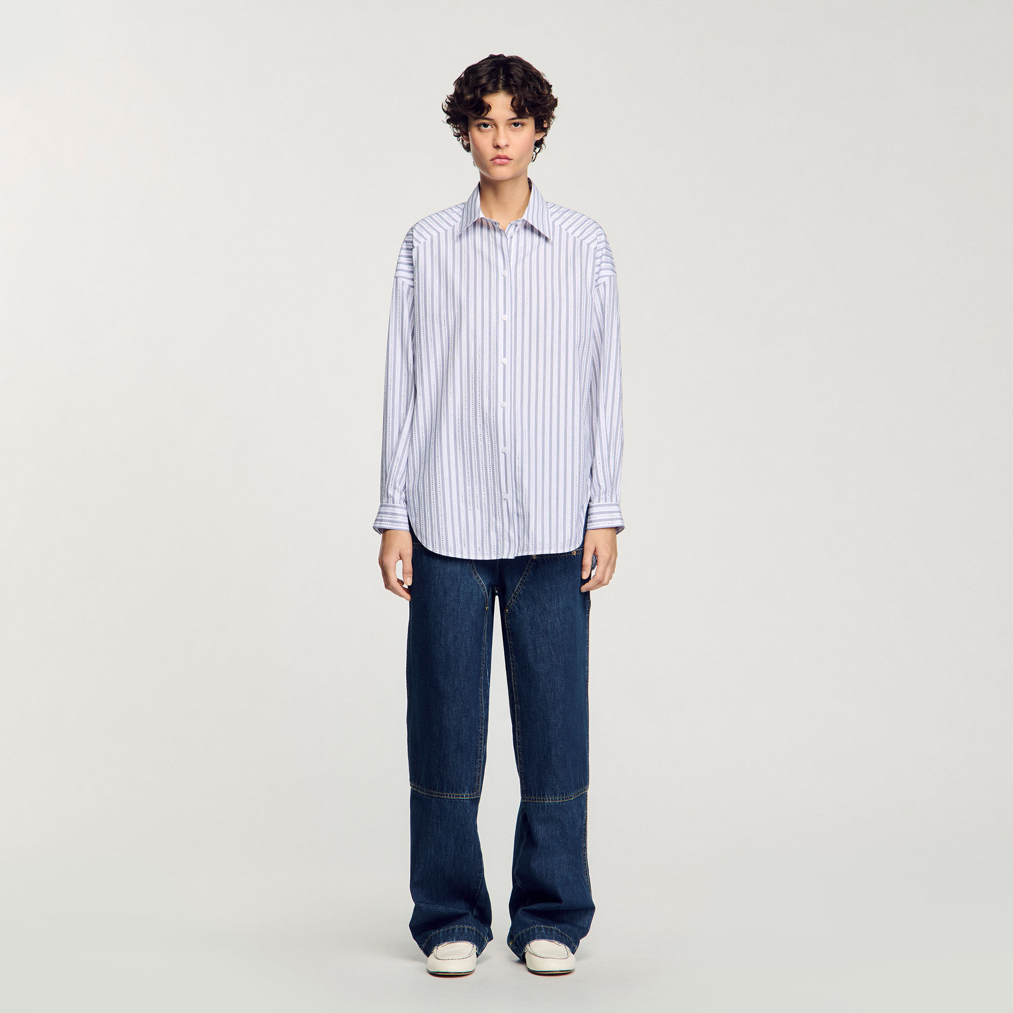 Overhemdblouse gestreept met stras