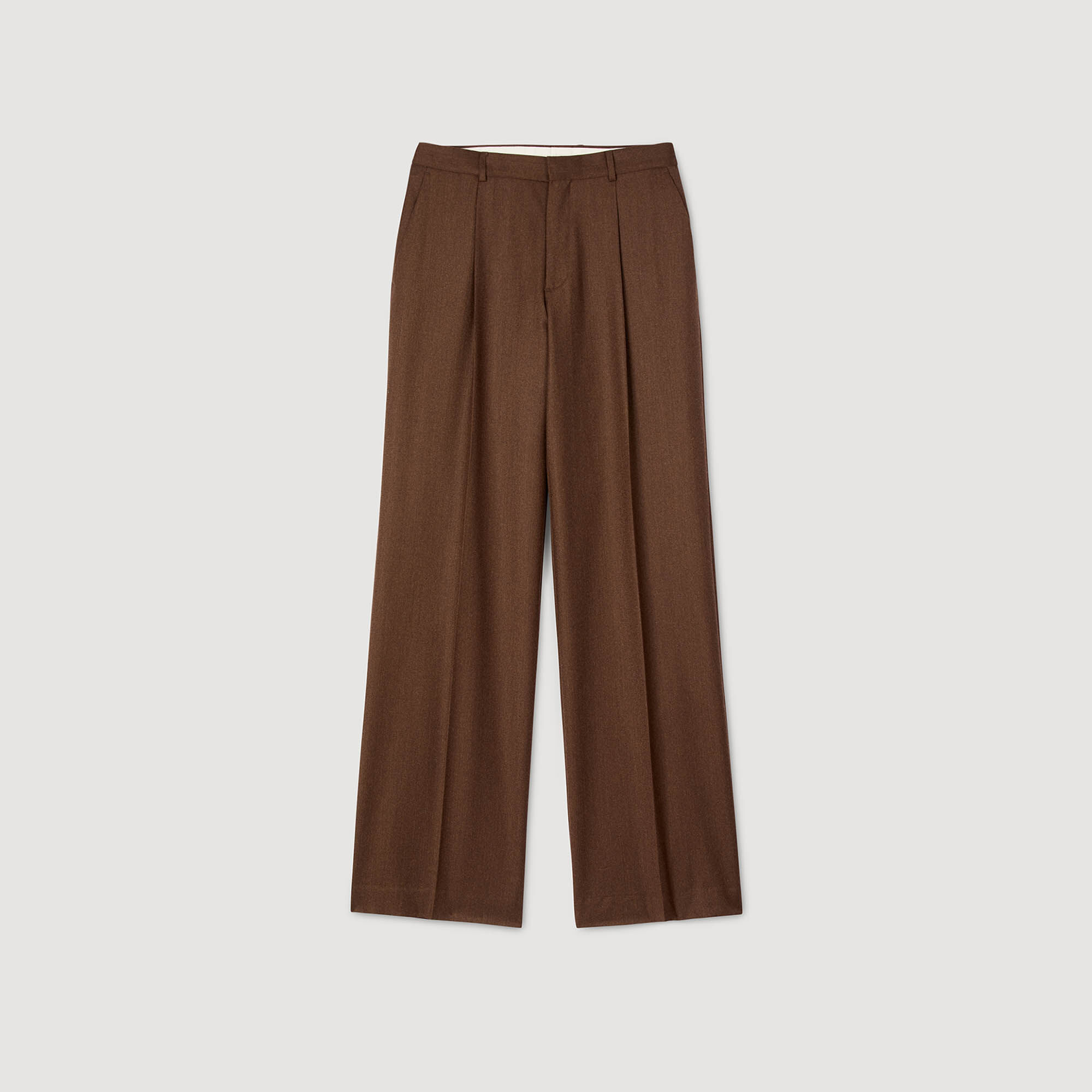 Wijdvallende broek van wol