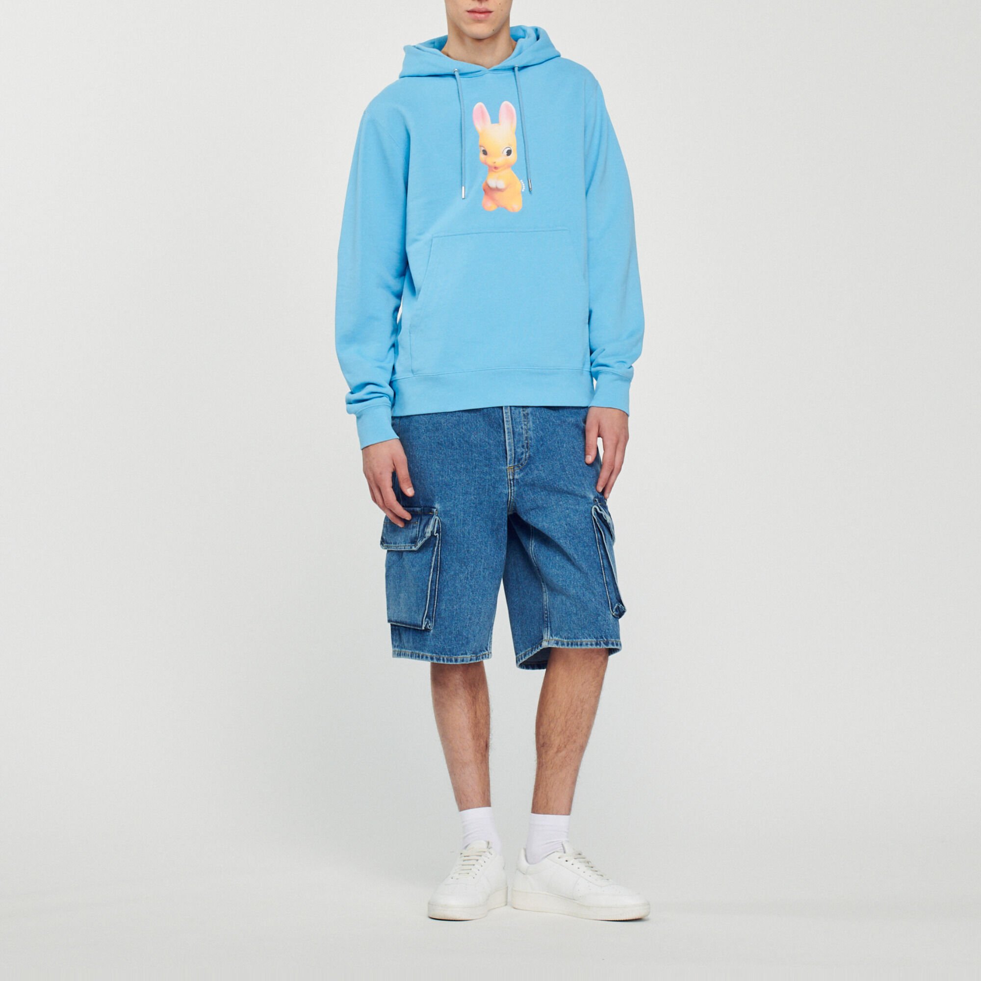Sweater met capuchon en konijnenprint