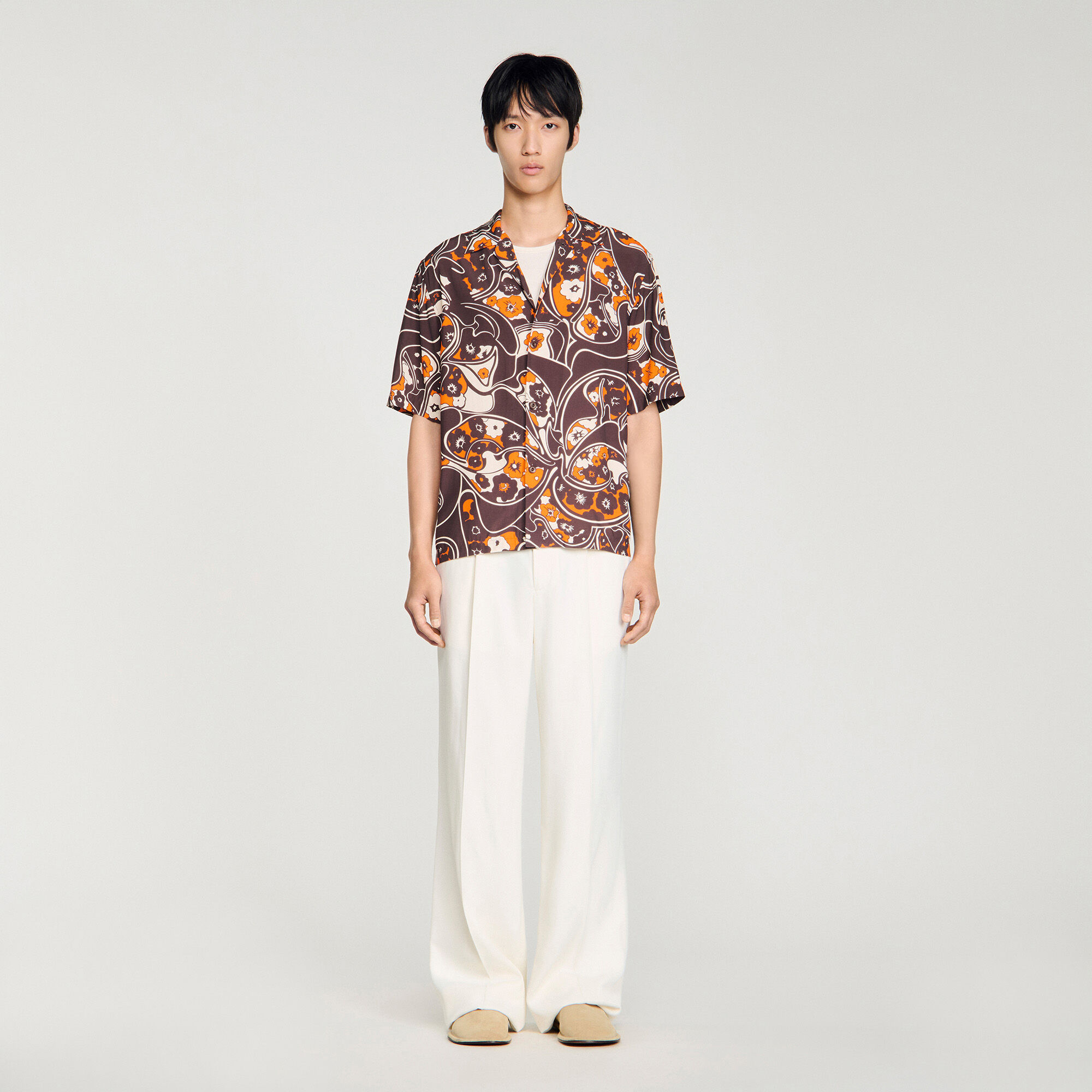 Soepel overhemd print haaienkraag