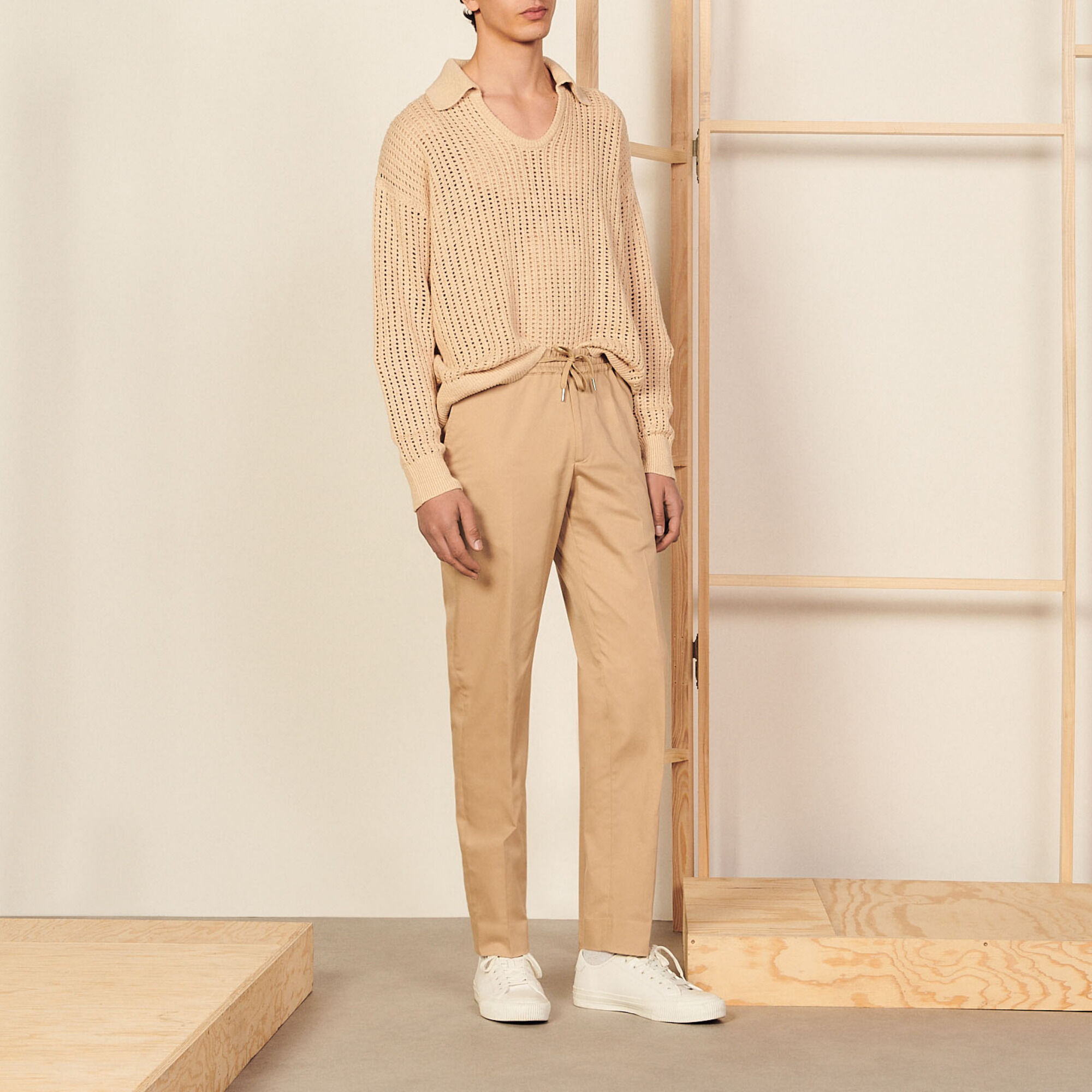Katoenen pantalon met smalle pijpen