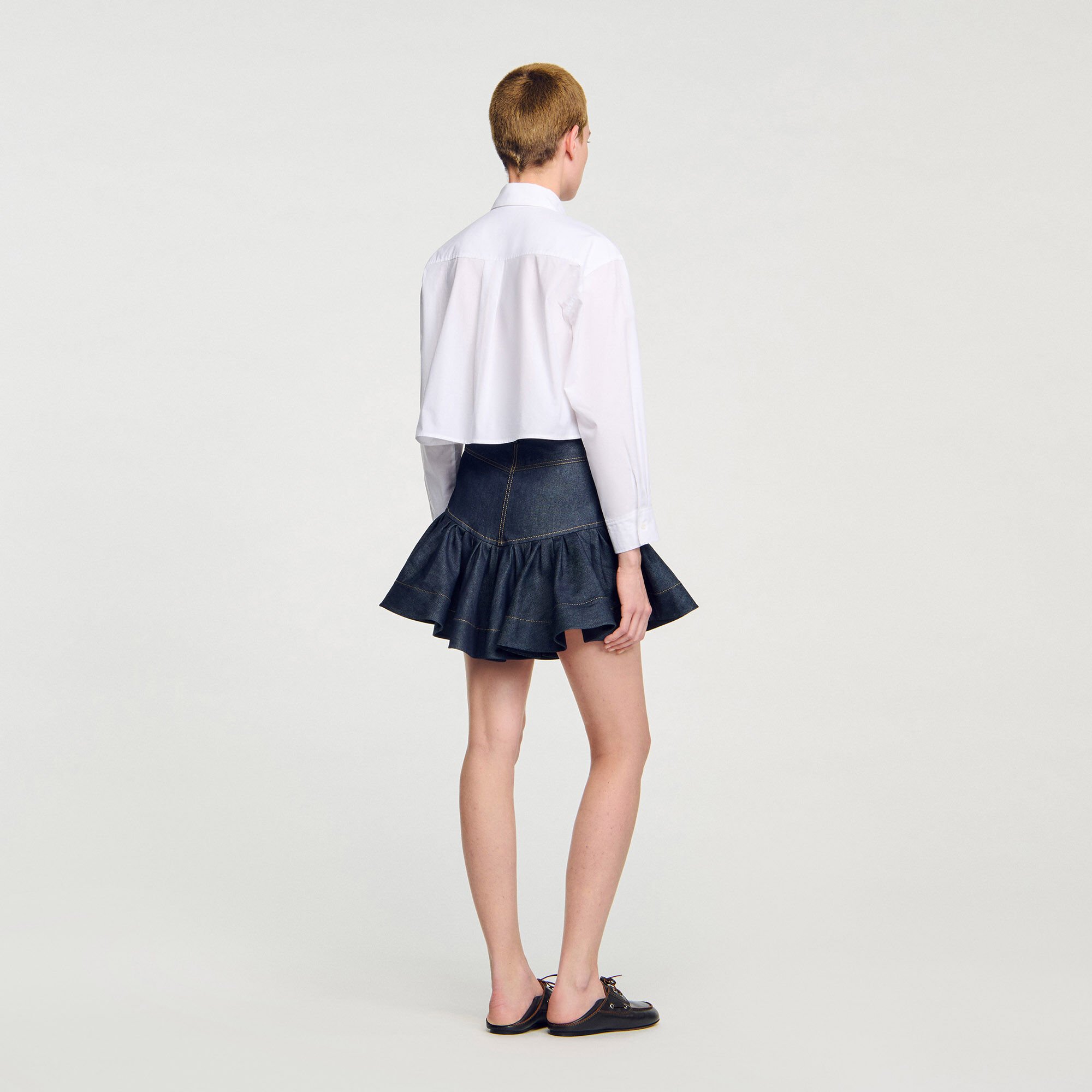 Korte overhemdblouse met strik