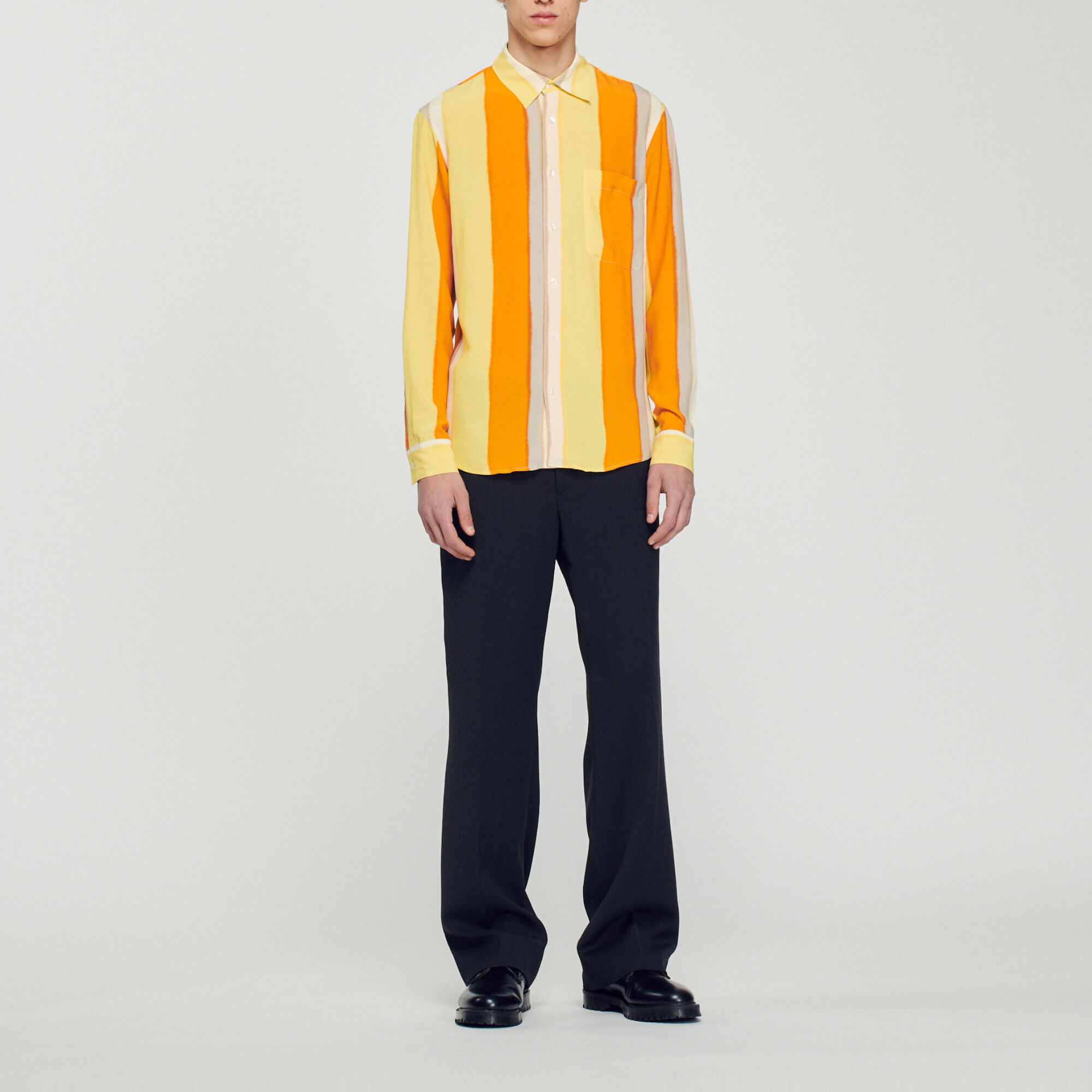 Soepelvallende strepenblouse, lange mouw