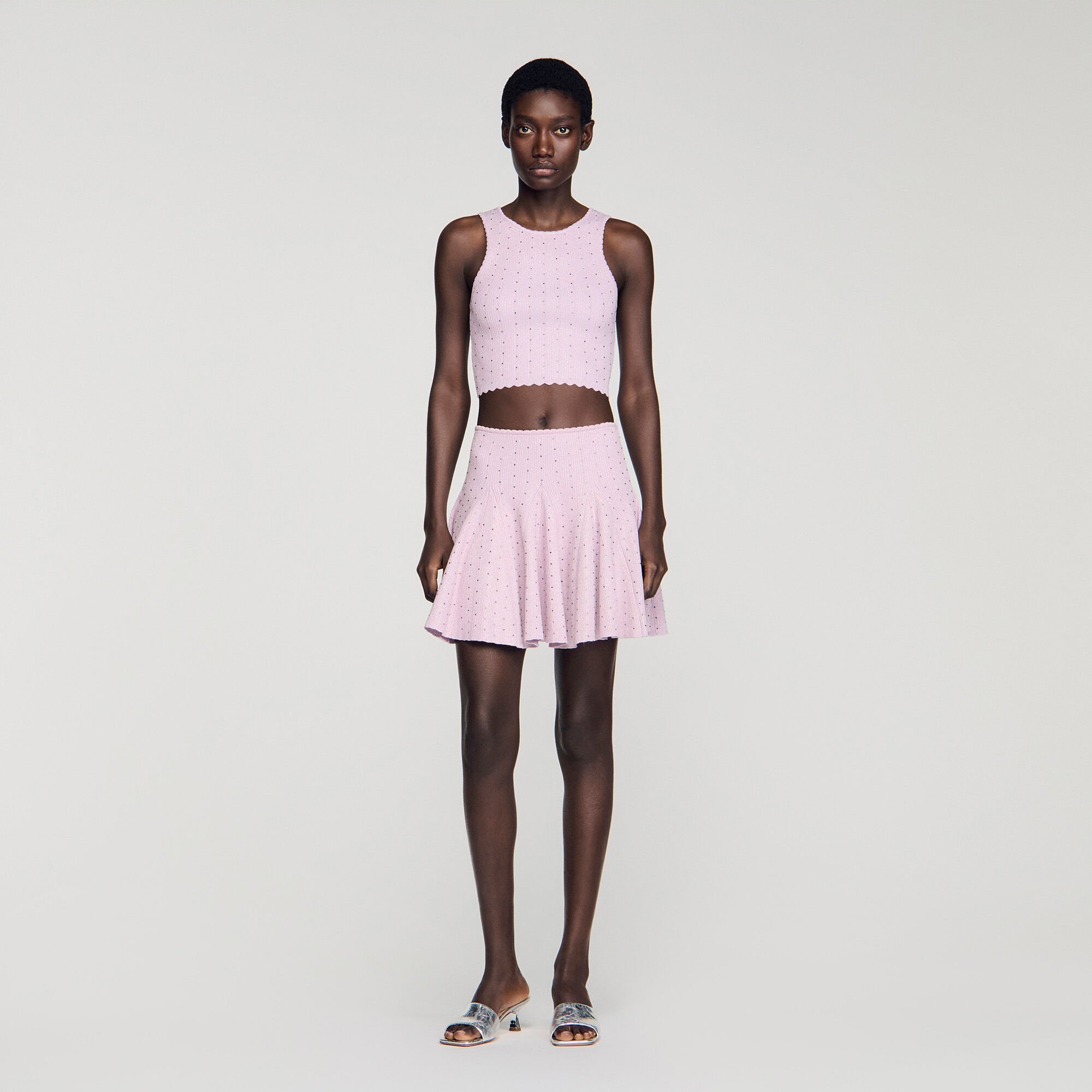 Korte gebreide rok met stras