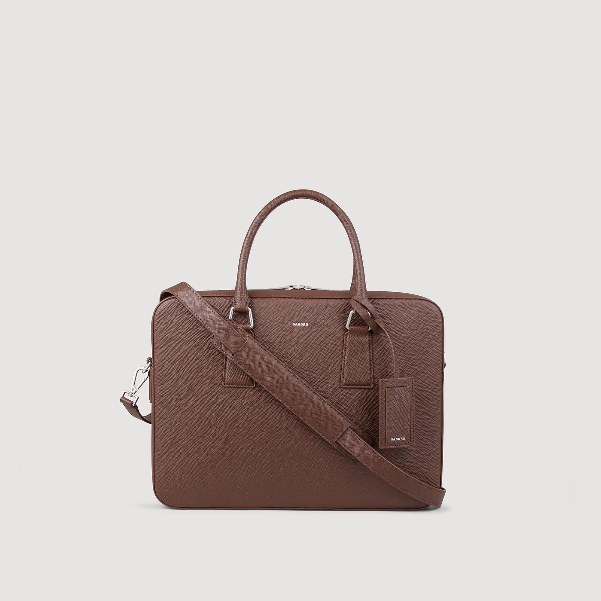 Laptoptas/aktetas gereconstrueerd leer - Man | Sandro