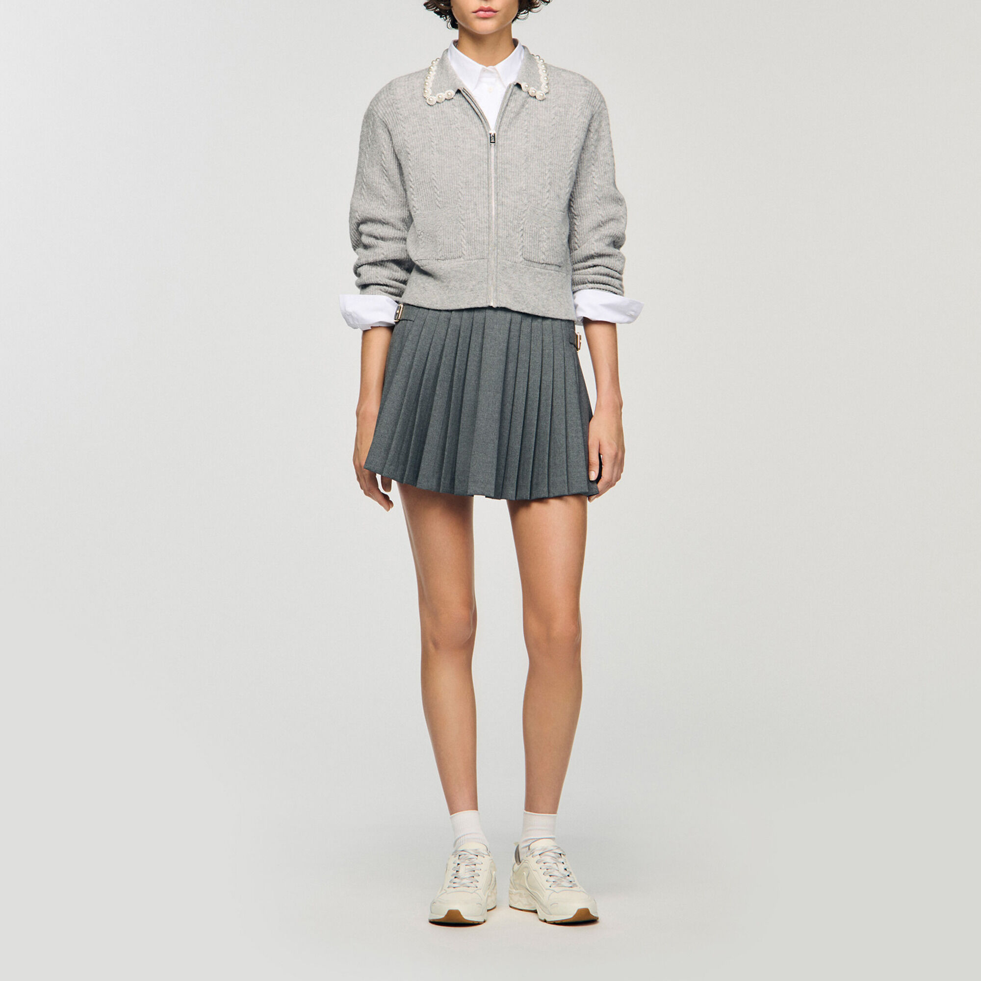 Cardigan vest kraag met parels - Vrouw | Sandro