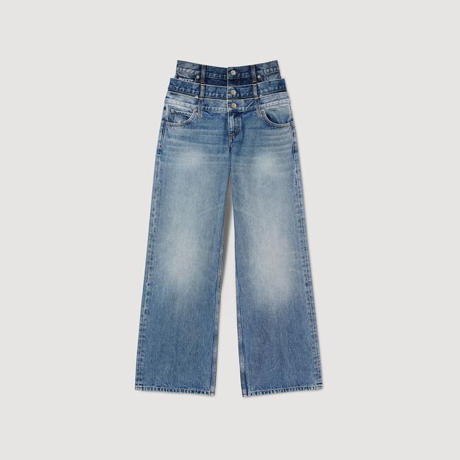 Jeans met driedubbele riem