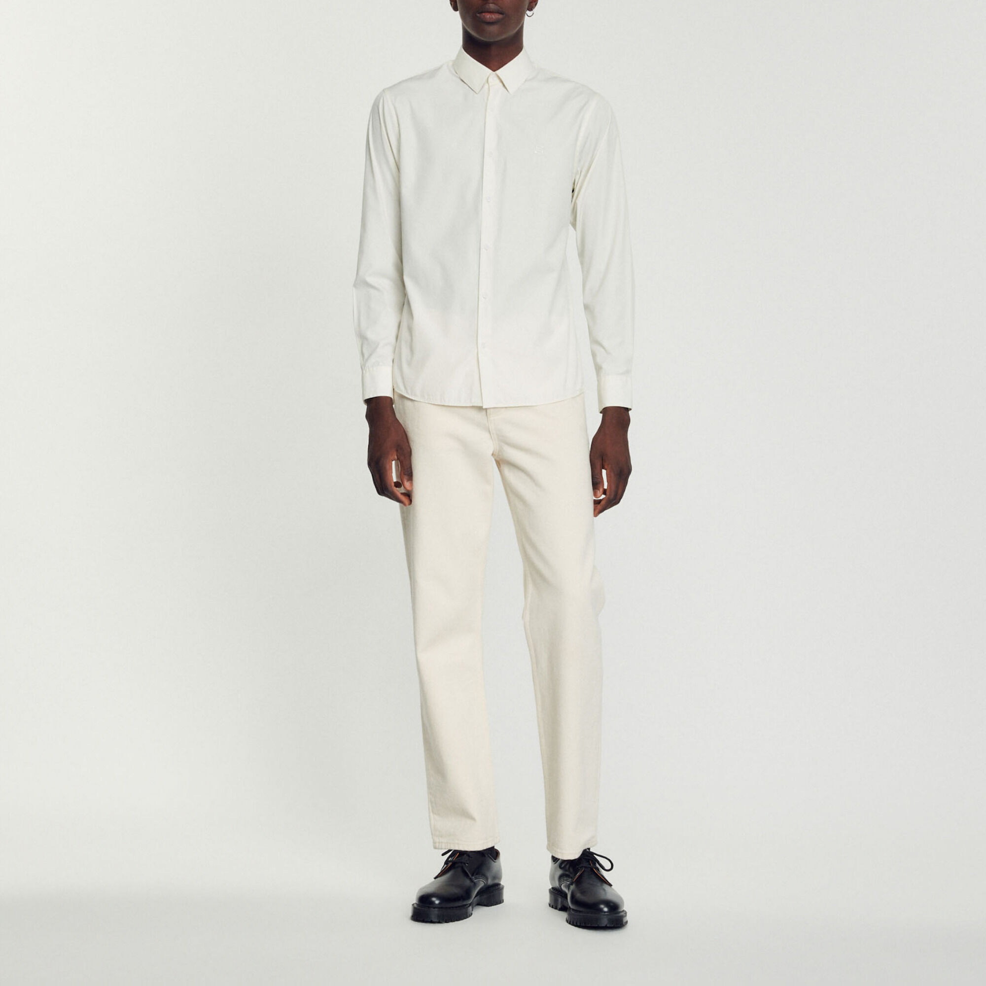 Katoenen blouse met geborduurd logo