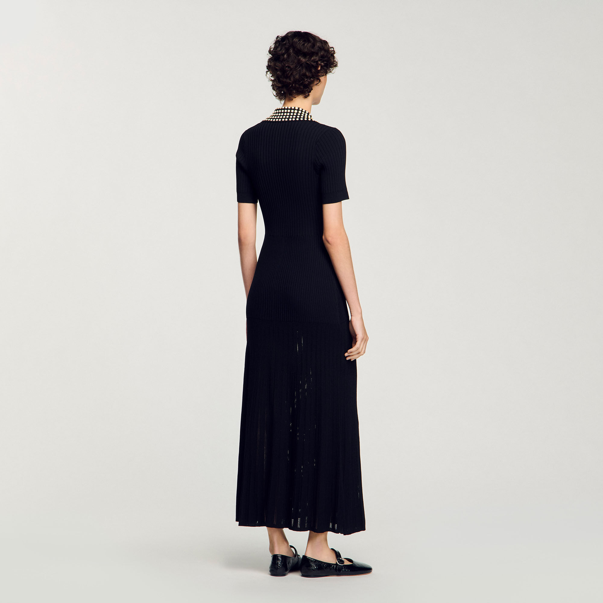 Lange gebreide jurk met studs