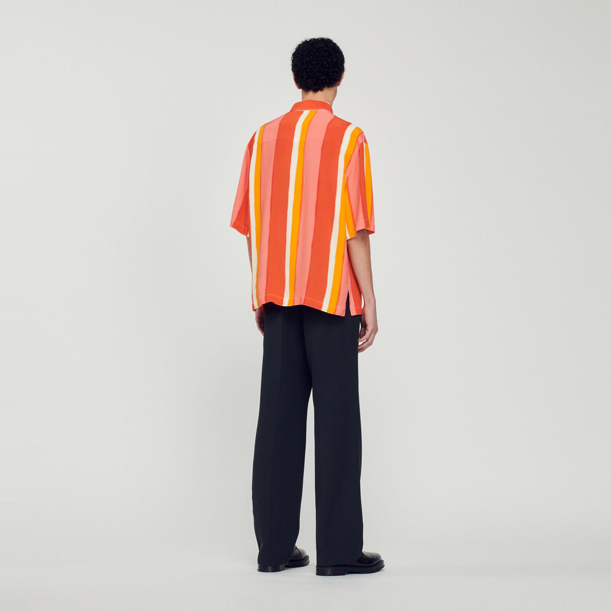 Soepelvallende strepenblouse, korte mouw