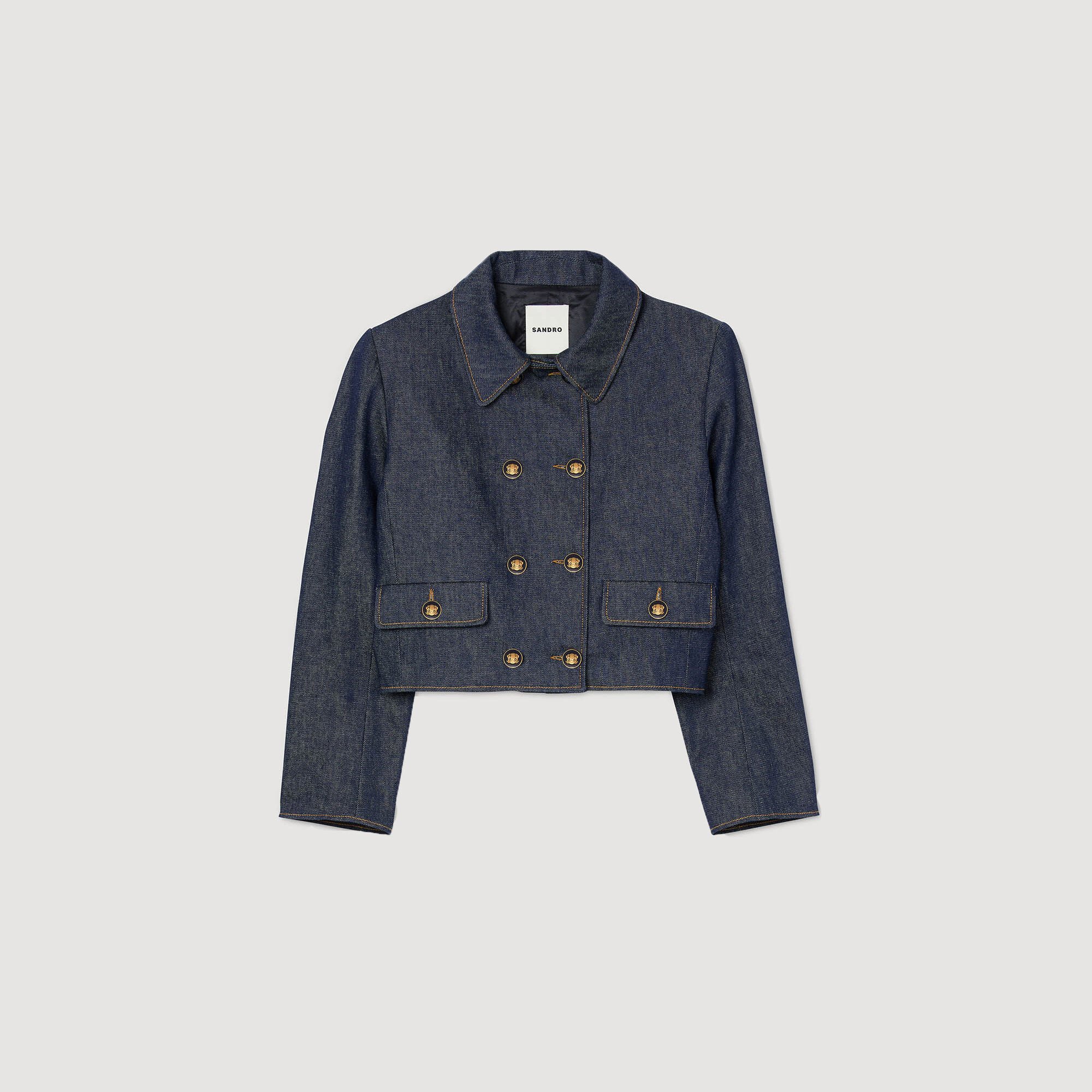 Denim getailleerde blazer