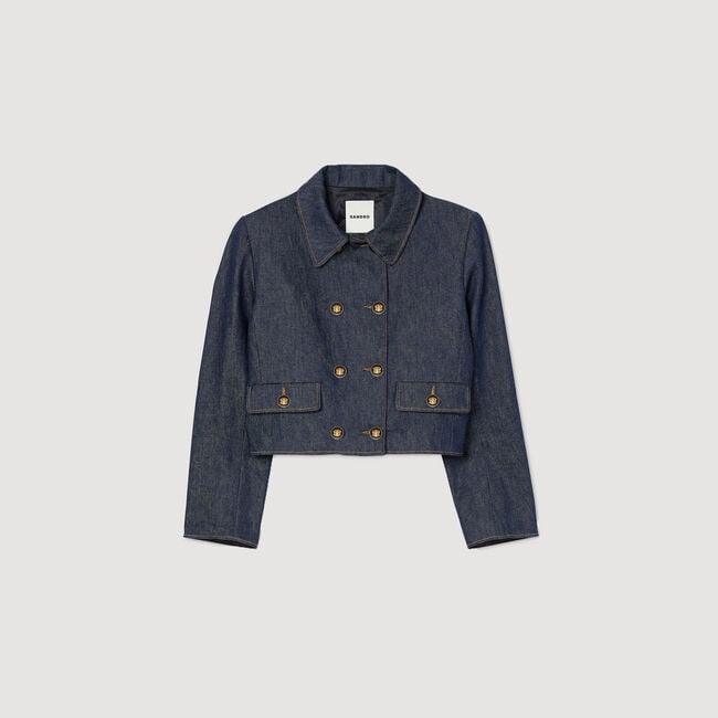 Denim getailleerde blazer