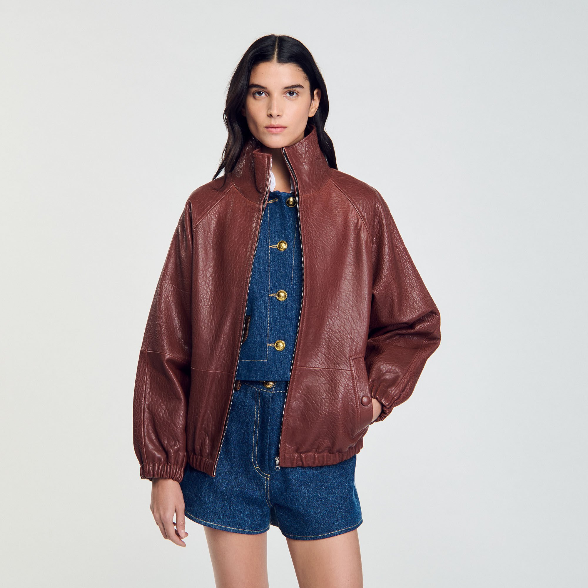 Leren jack oversized
