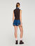Trui van tricot en denim