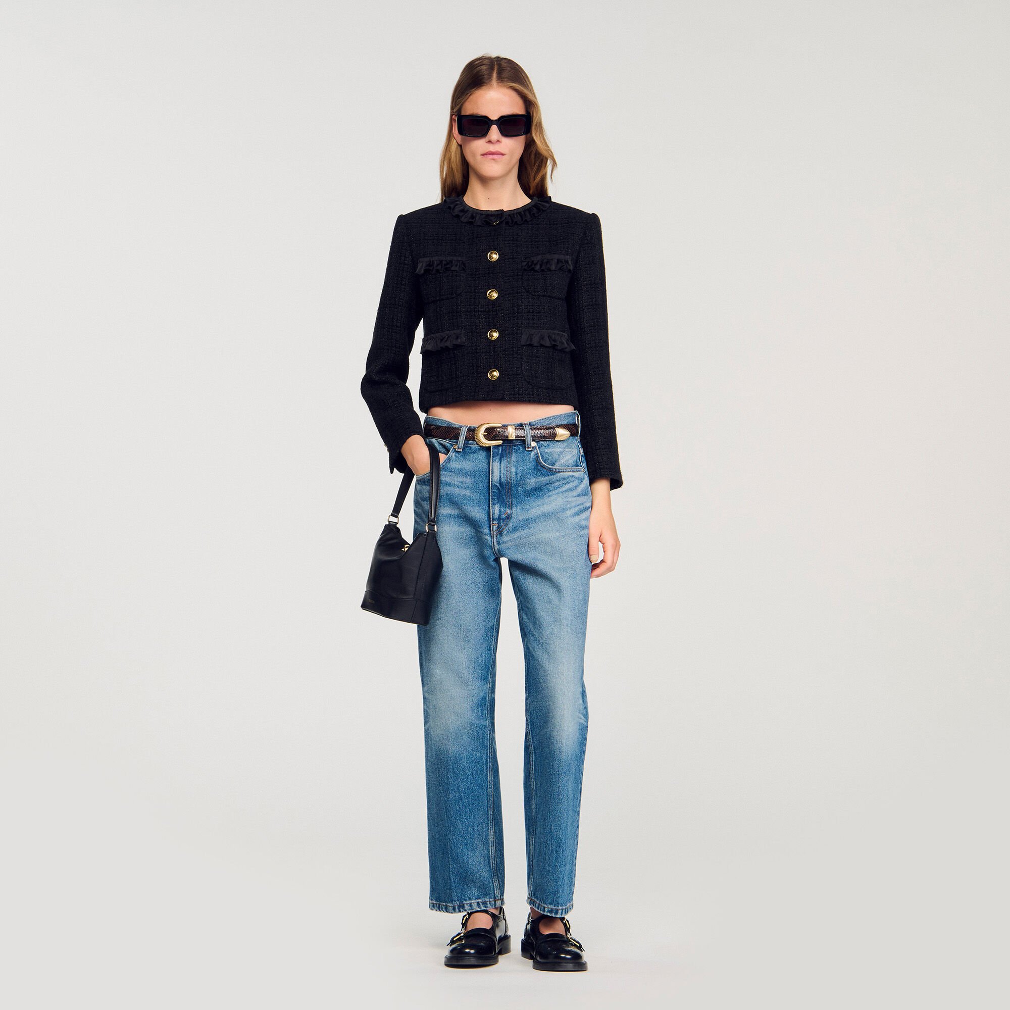Tweed jasje met ruches