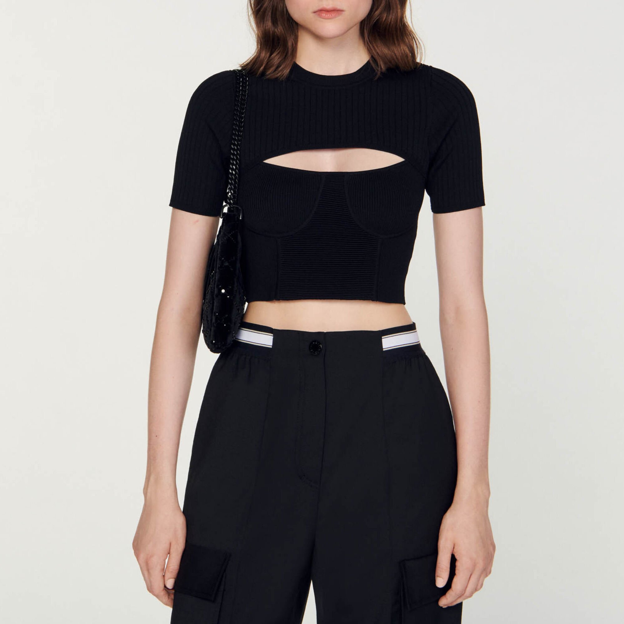 Opengewerkte korte trui