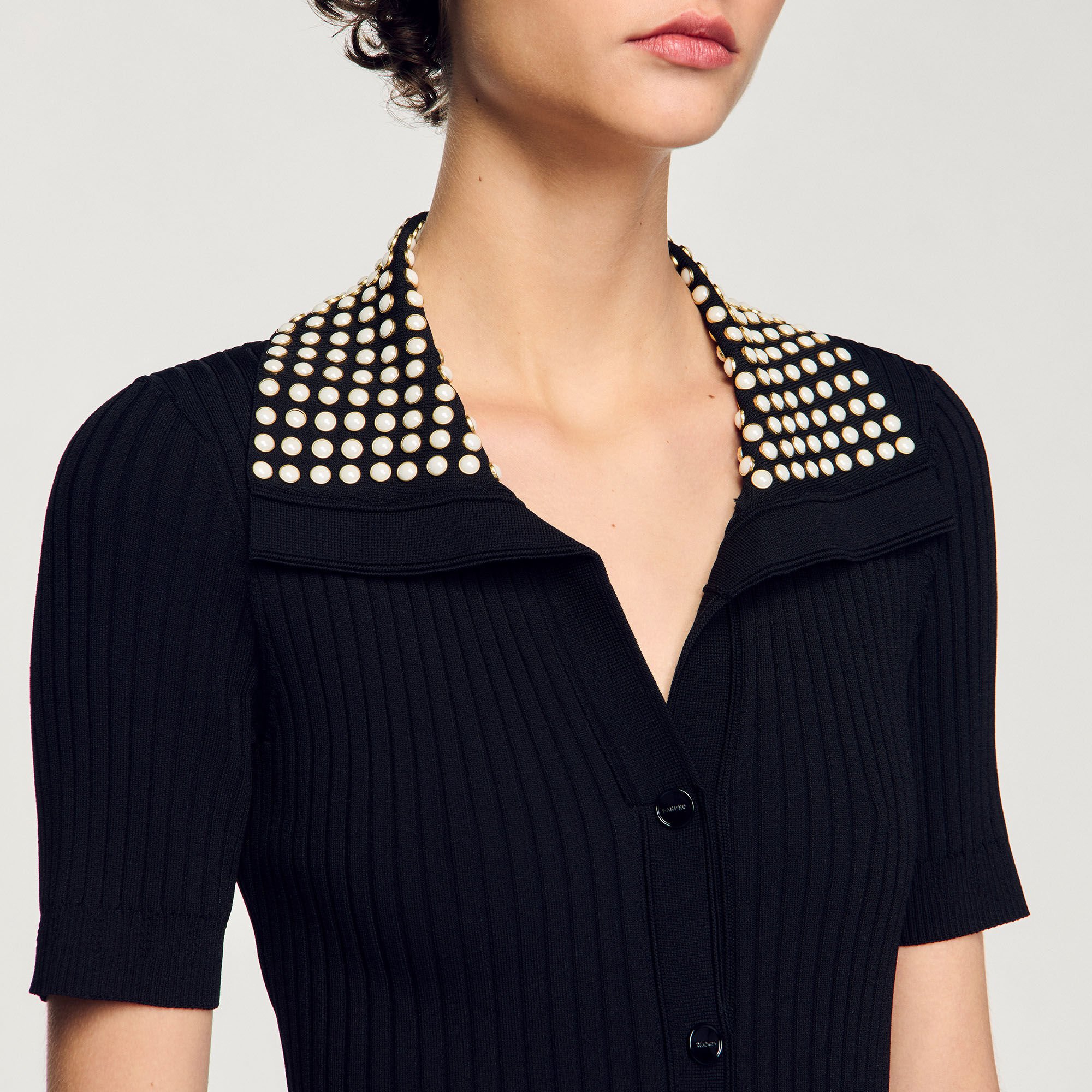 Lange gebreide jurk met studs