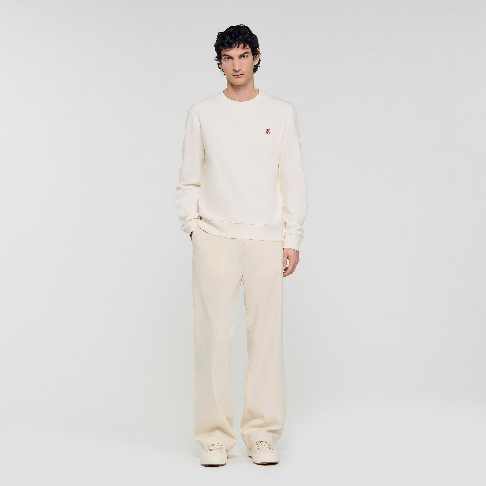 Sweatshirt oversized met leren patch