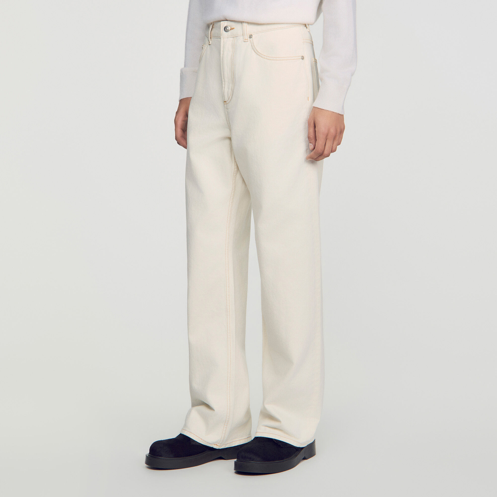Jeans baggy fit met contrast - Man | Sandro