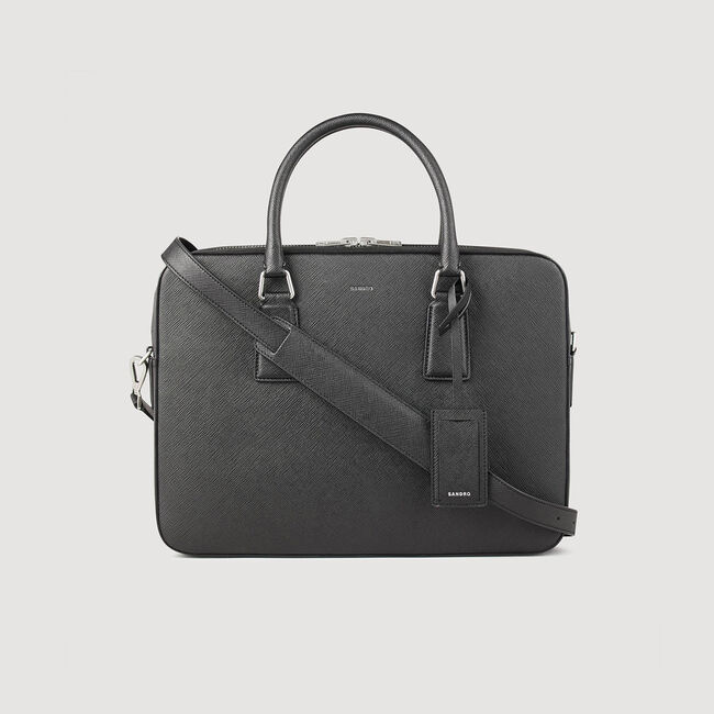 Laptoptas/aktetas gereconstrueerd leer - Man | Sandro