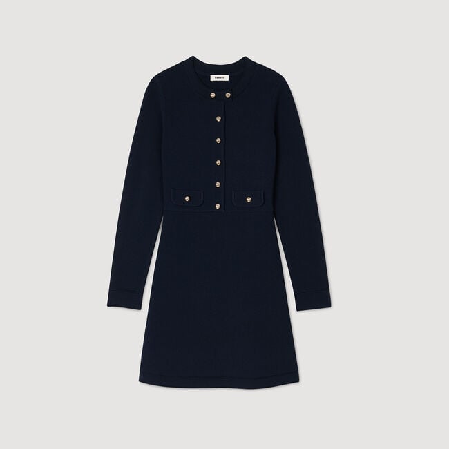 Korte jurk tricot knoopsluiting