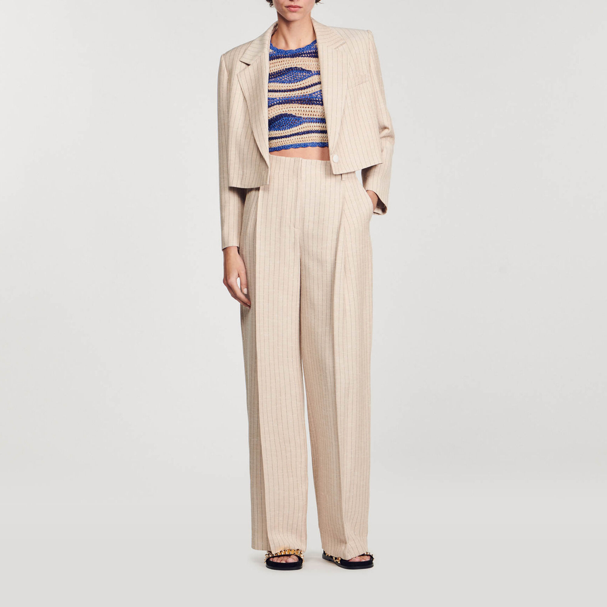 Pantalon kostuum wijd gestreept