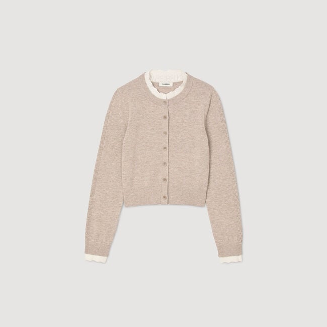 Cardigan vest contrasterende kraag