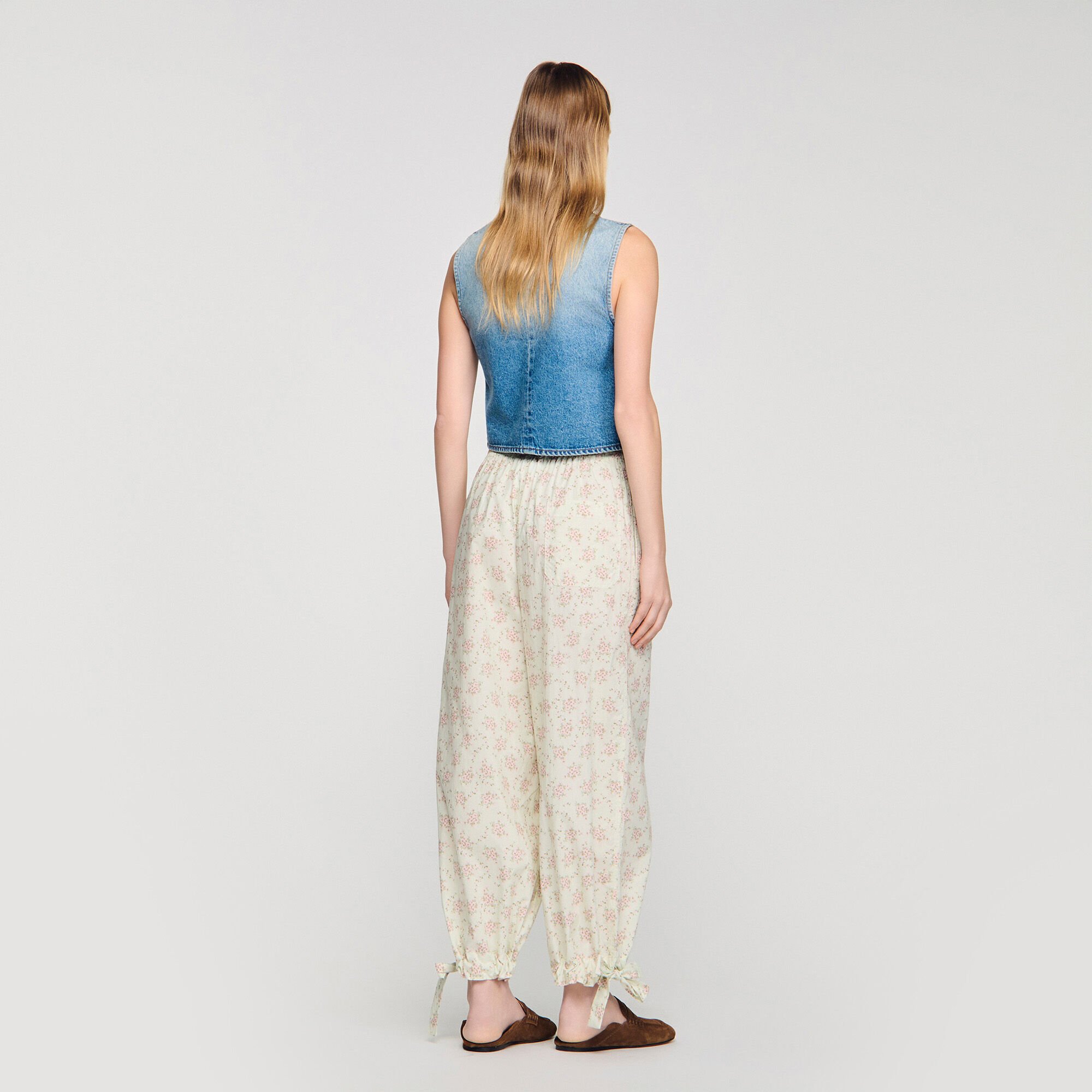 Pantalon wijd bloemenprint
