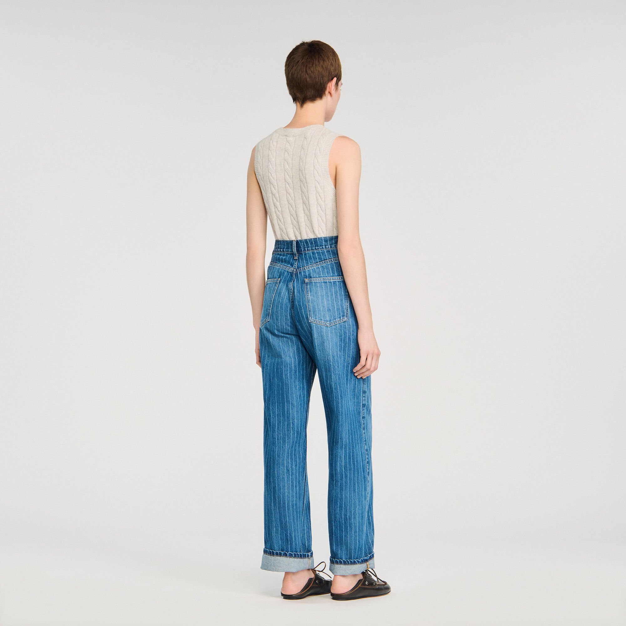 Jeans wijdvallend gestreept