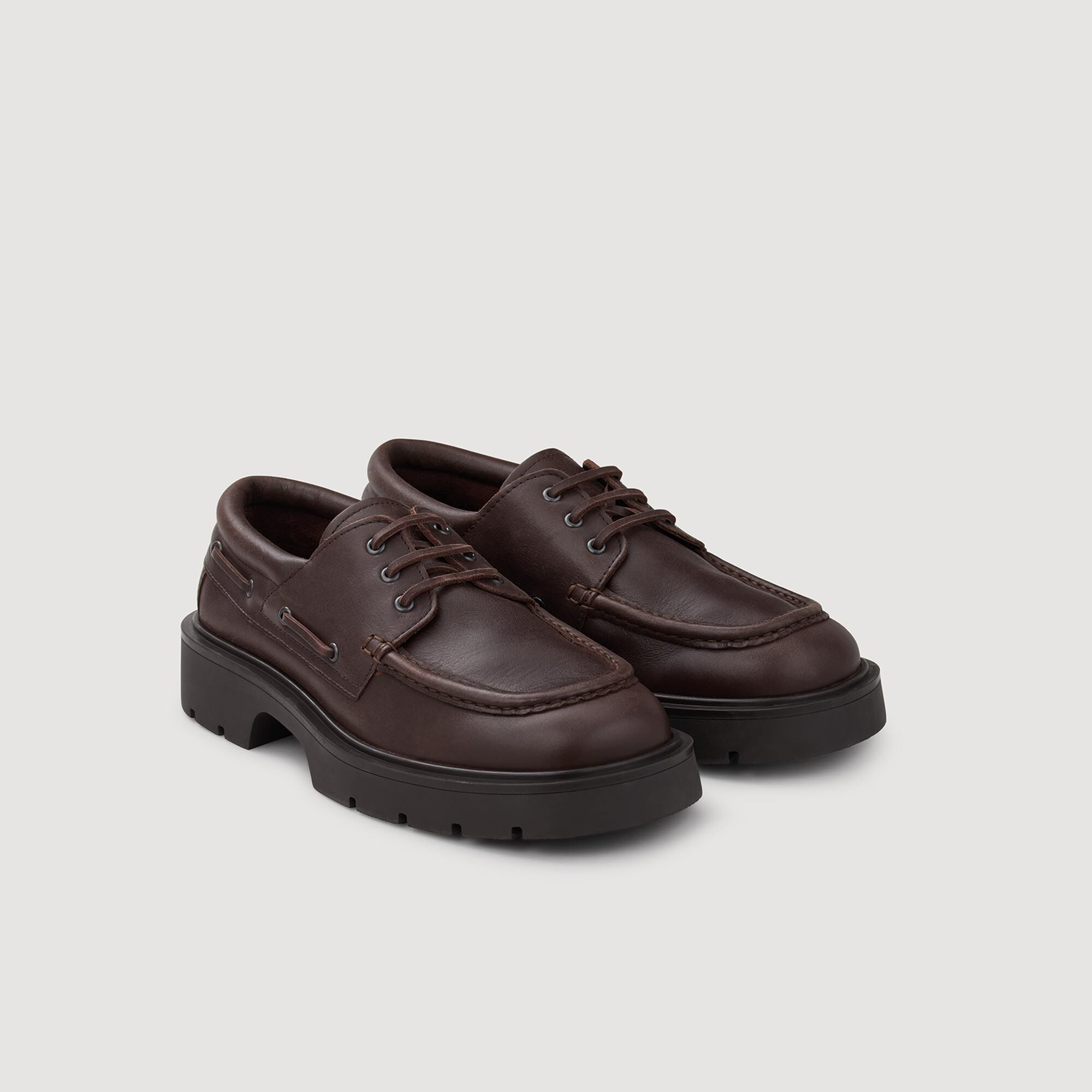 Leren mocassins met chunky zool