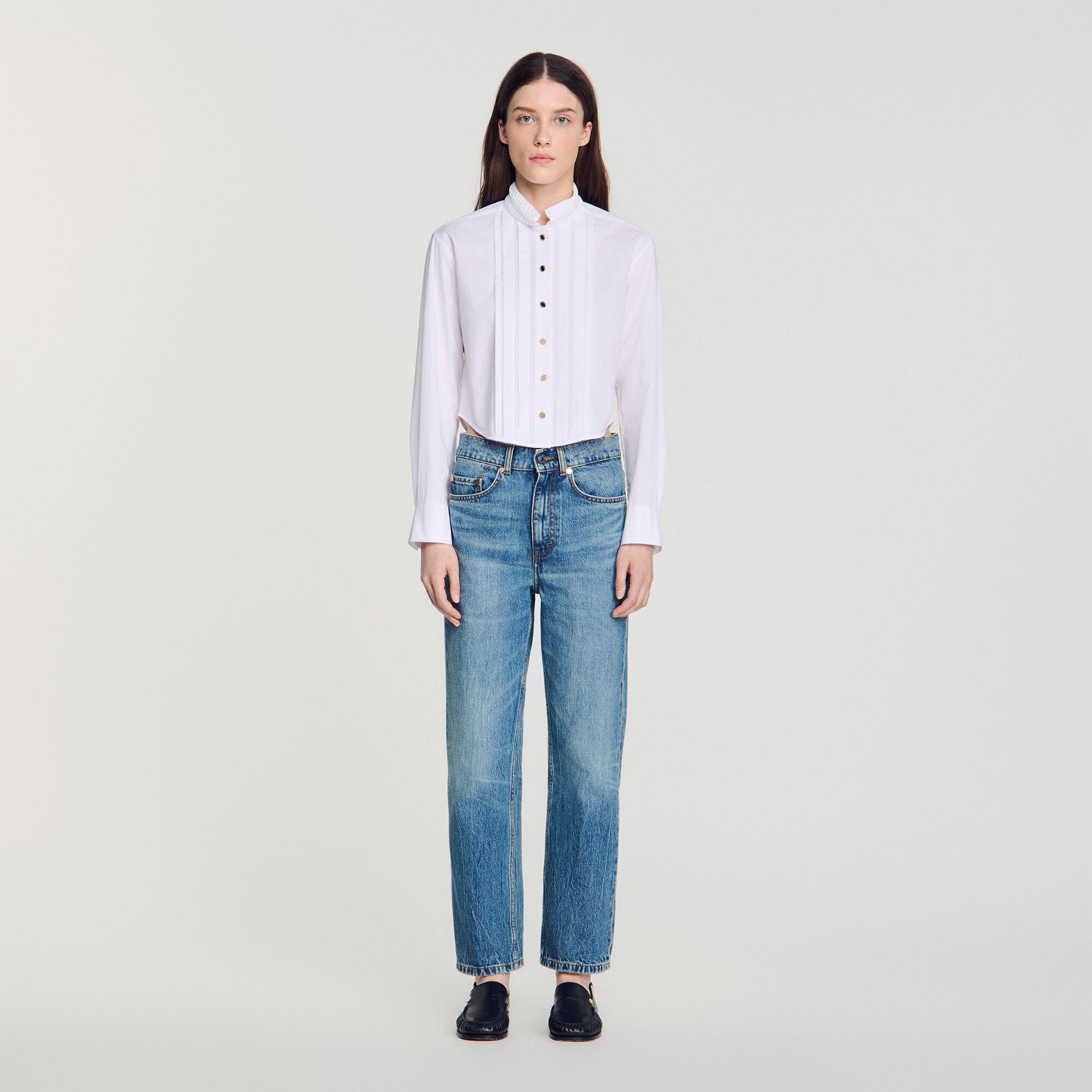 Geplooide blouse met origamikraag
