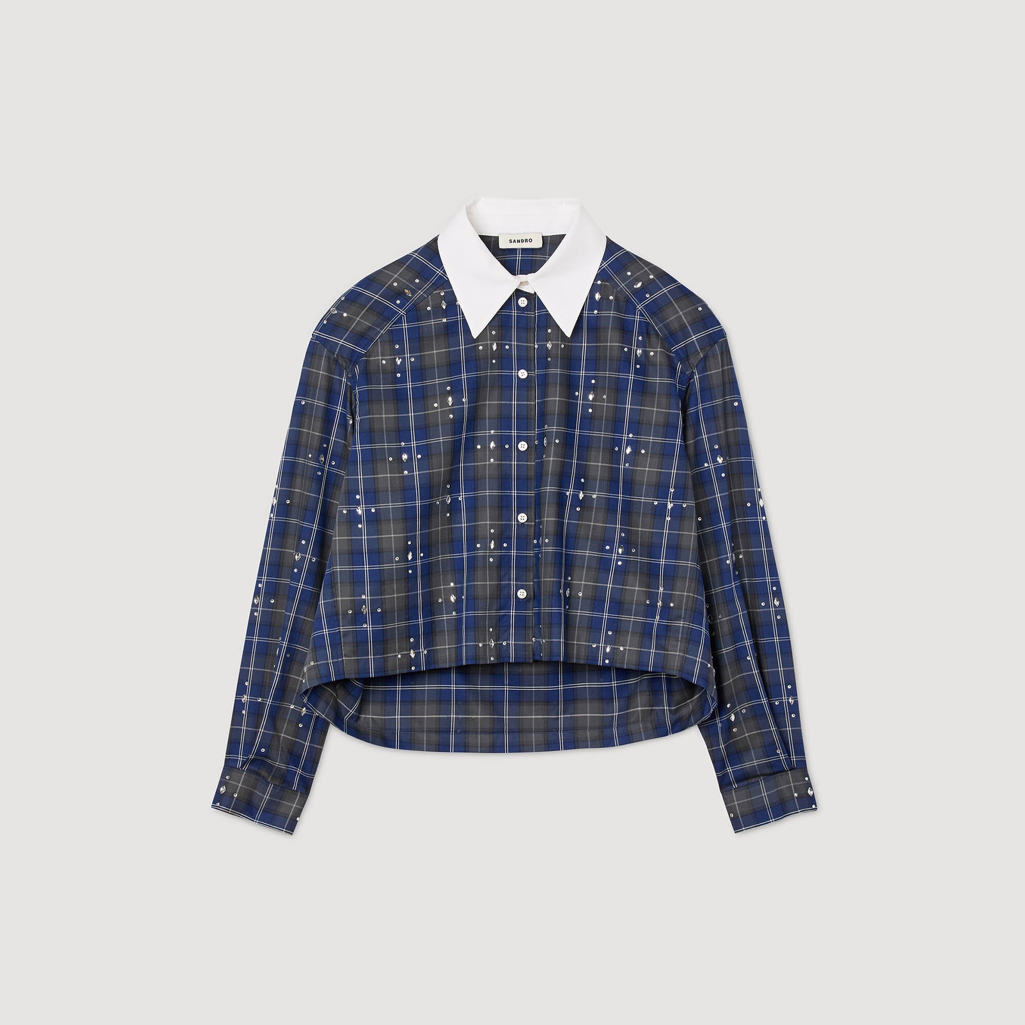 Overhemdblouse geruit met stras
