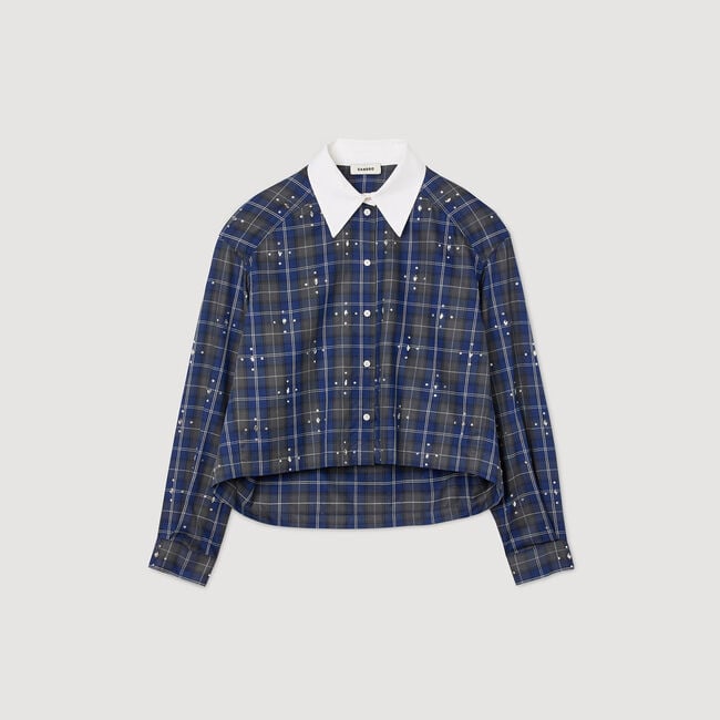 Overhemdblouse geruit met stras