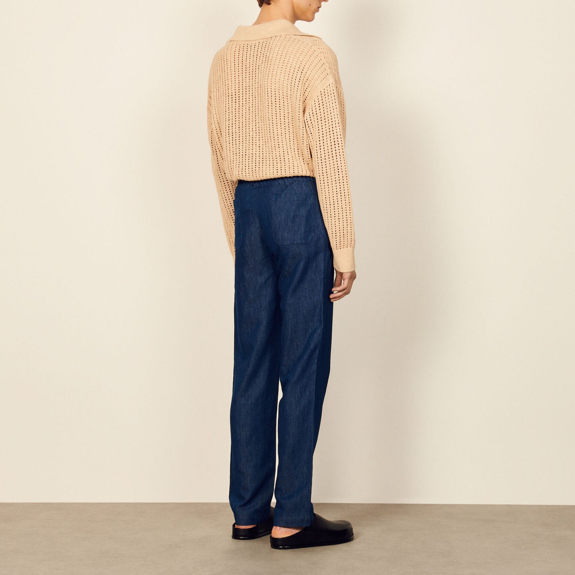 Wijde pantalon van chambray katoen